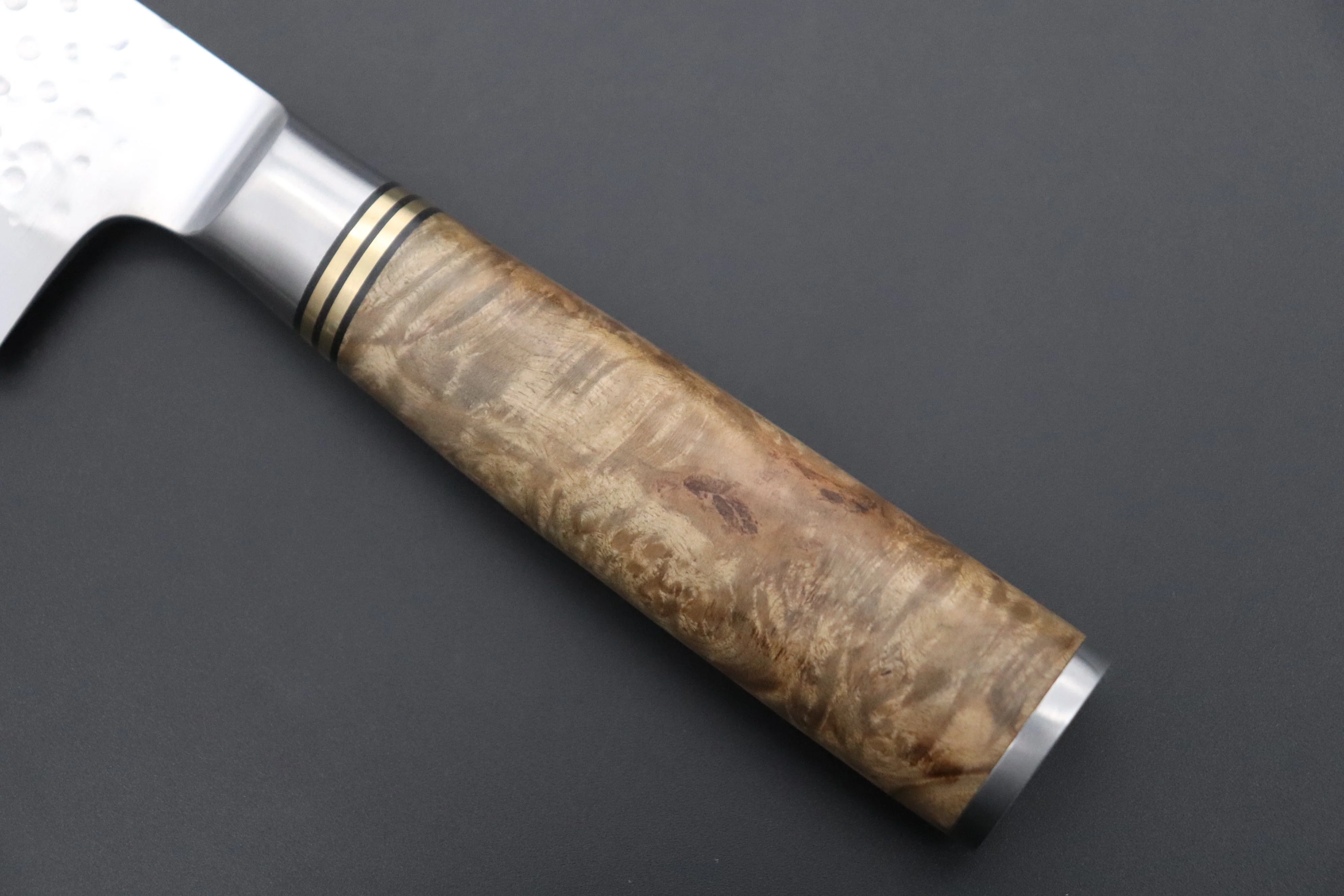 Takeshi Saji Nature Series — Hammer Forged R-2 SNR-5 Nakiri 165mm (6.4 inch, Quince Burl Wood Handle) - Image 7