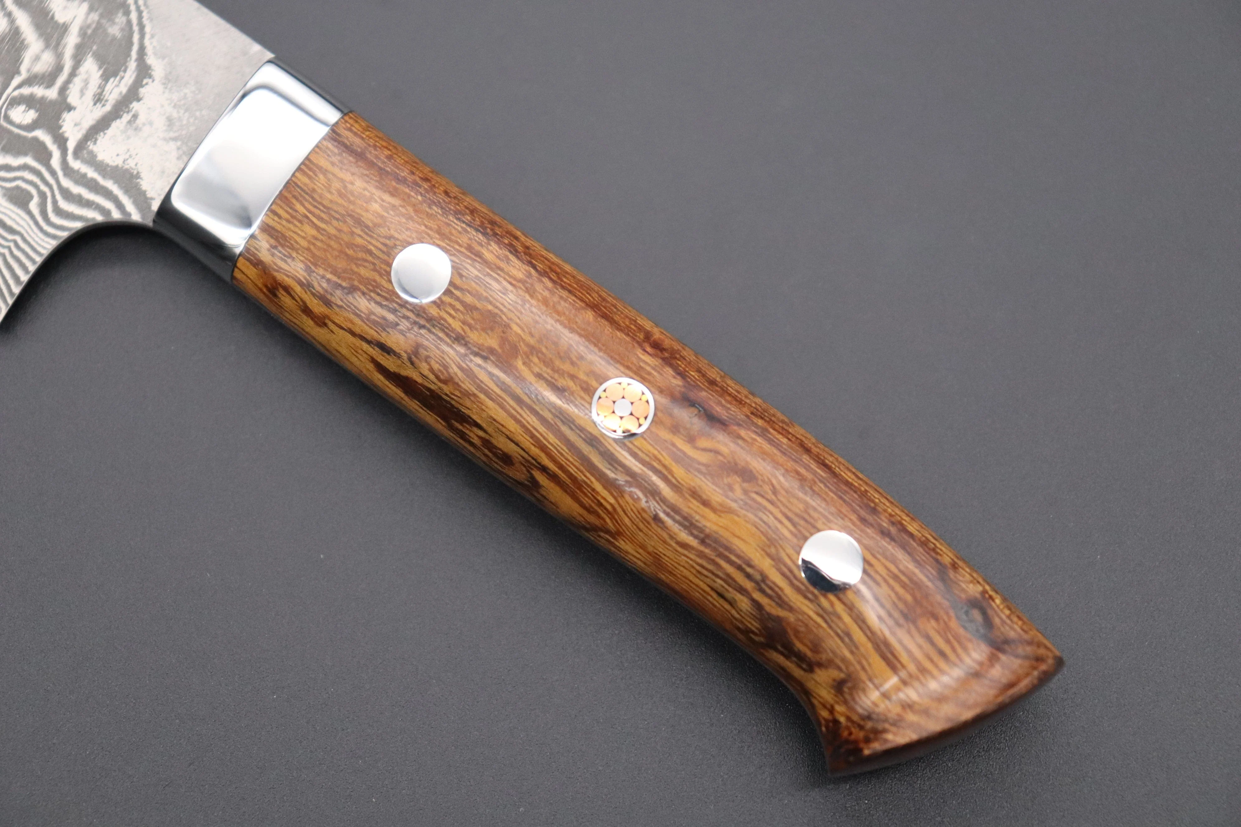 Takeshi Saji R-2 Custom Black Damascus Wild Series Gyuto (180mm to 270mm, 4 sizes, Ironwood Handle) - Image 7