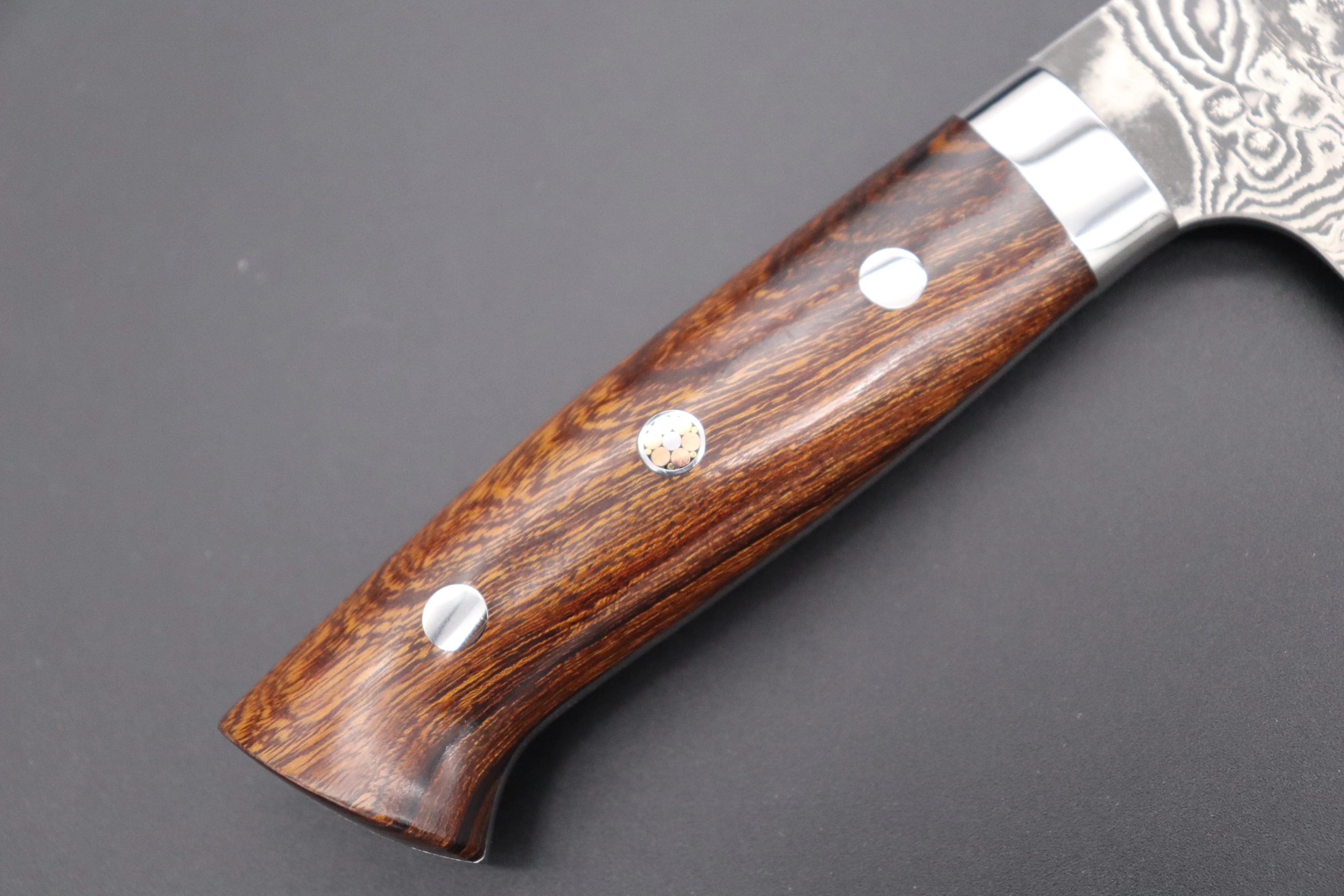 Takeshi Saji R-2 Custom Black Damascus Wild Series Nakiri 165mm (6.4 inch, Ironwood Handle) - Image 3