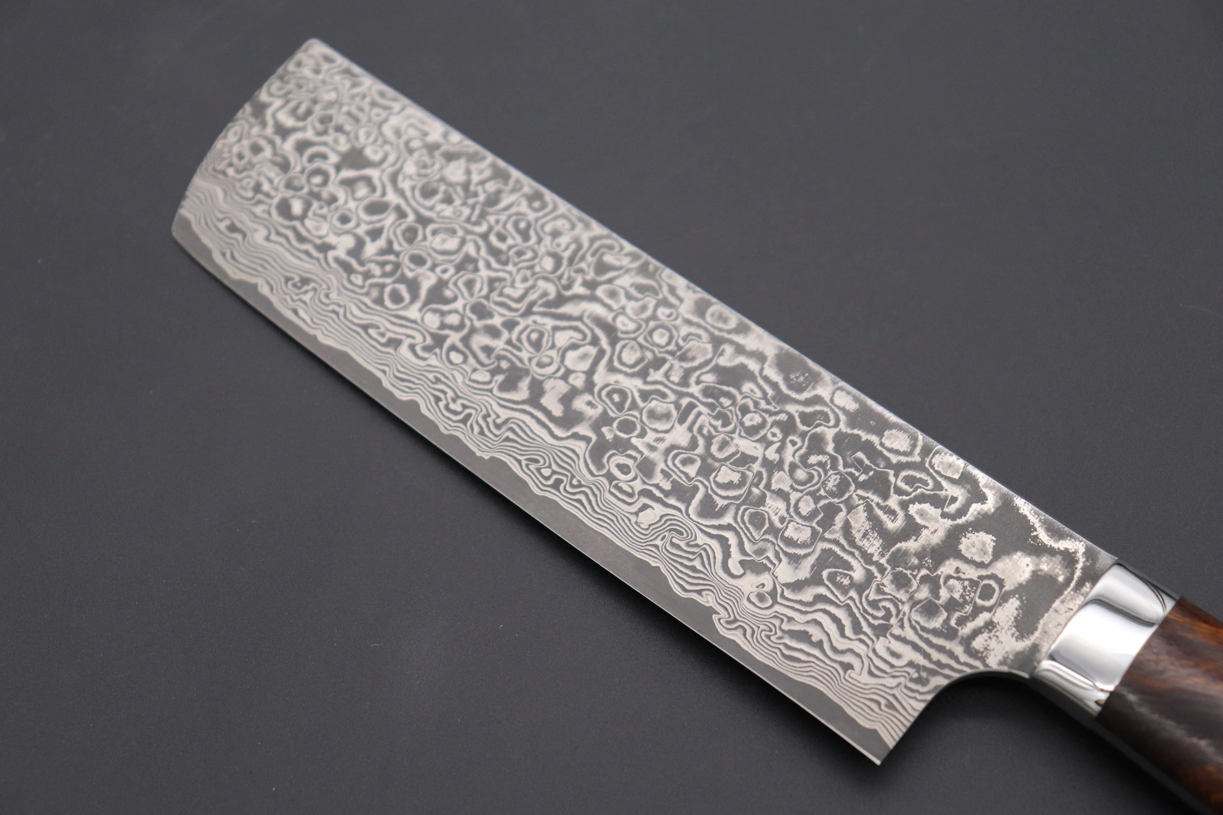Takeshi Saji R-2 Custom Black Damascus Wild Series Nakiri 165mm (6.4 inch, Ironwood Handle) - Image 6