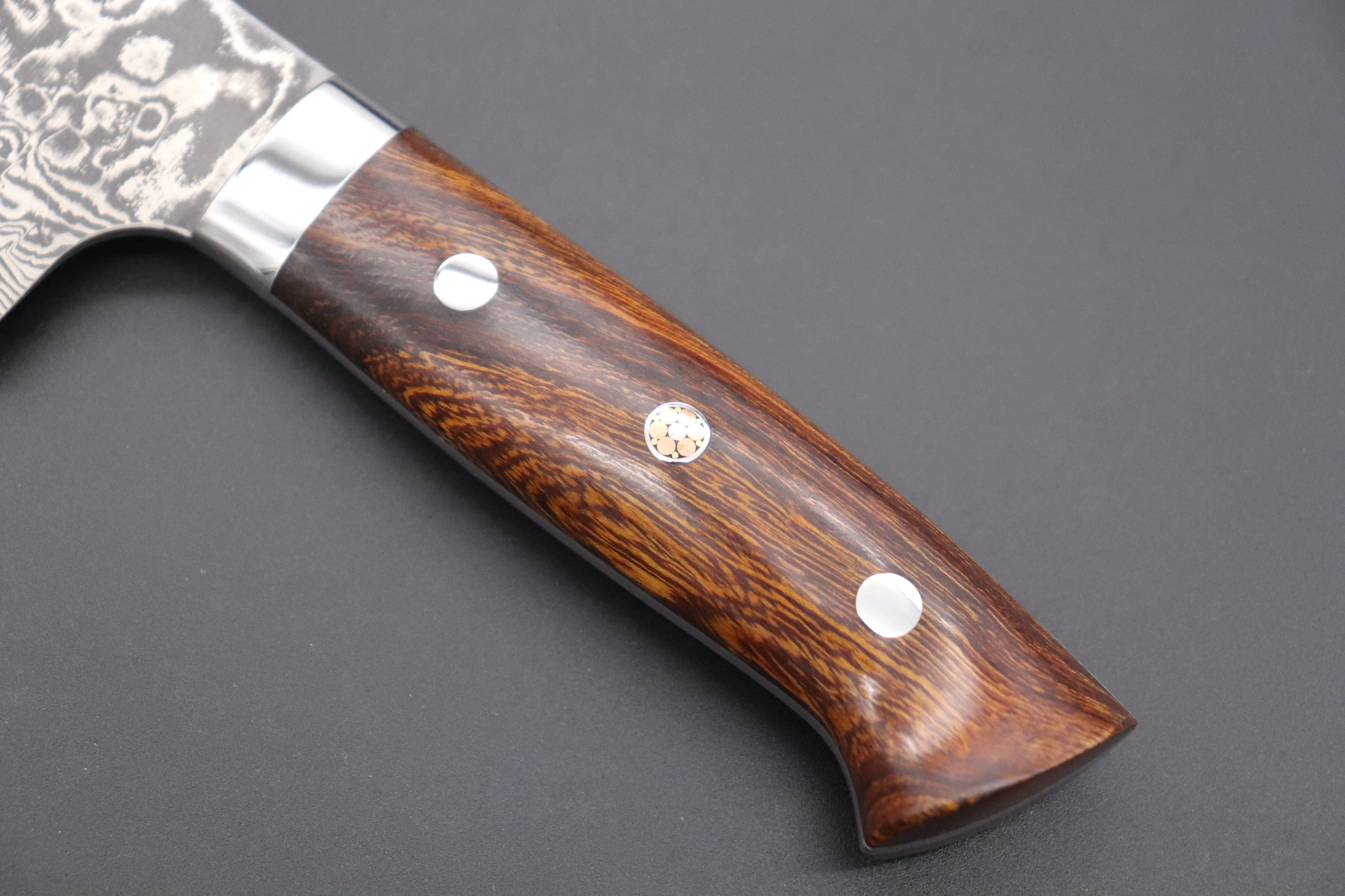 Takeshi Saji R-2 Custom Black Damascus Wild Series Nakiri 165mm (6.4 inch, Ironwood Handle) - Image 7