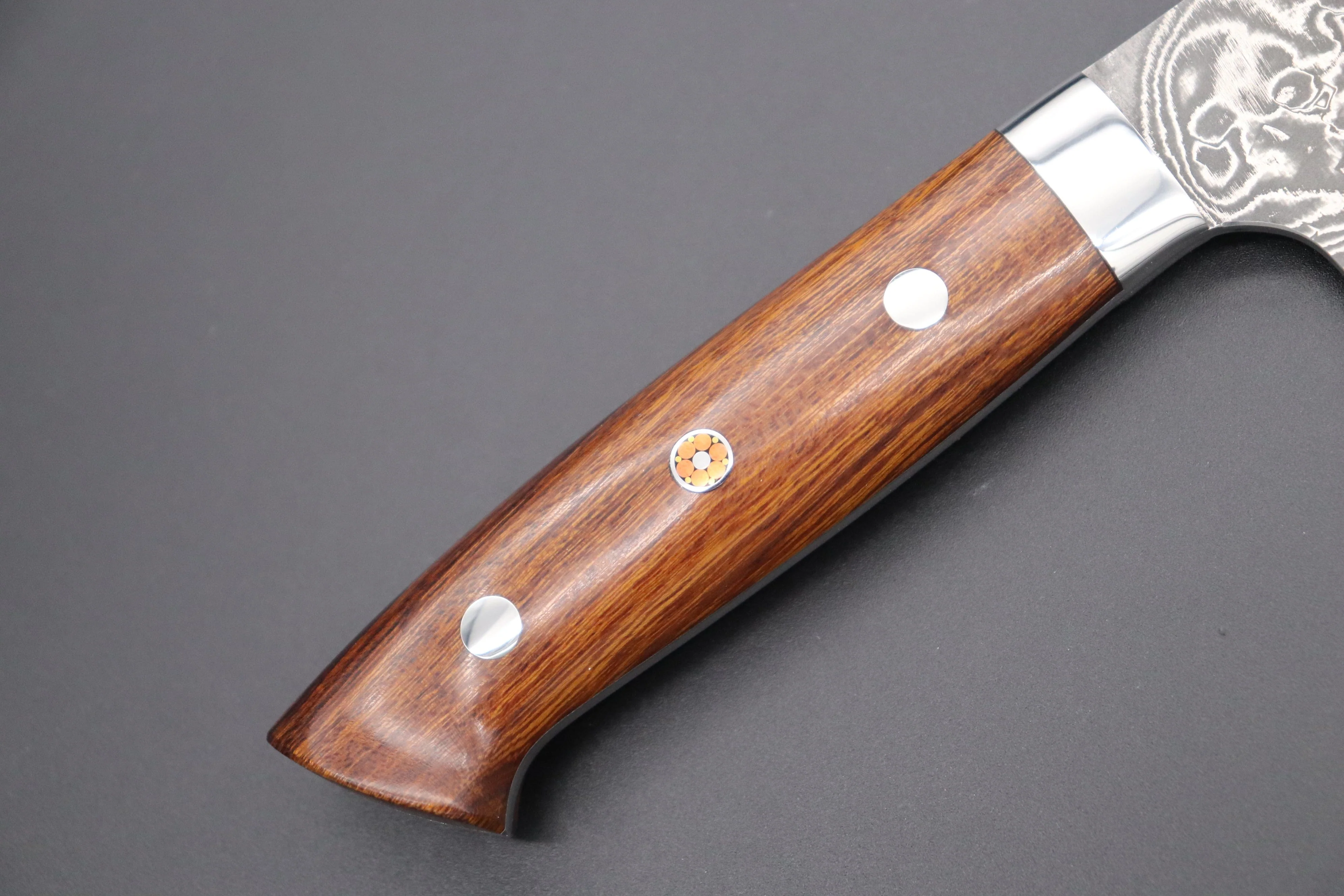 Takeshi Saji R-2 Custom Black Damascus Wild Series Santoku 180mm (7 inch, Ironwood Handle) - Image 3