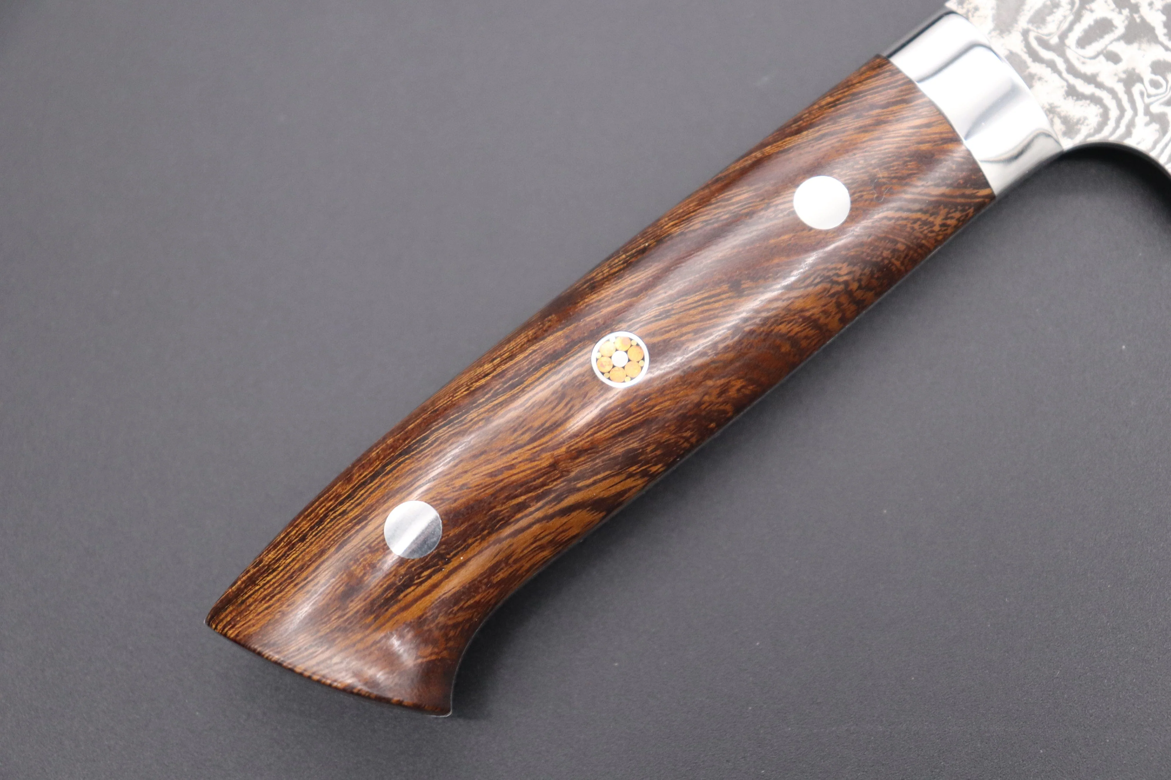 Takeshi Saji R-2 Custom Black Damascus Wild Series Sujihiki (240mm and 270mm, Ironwood Handle) - Image 3