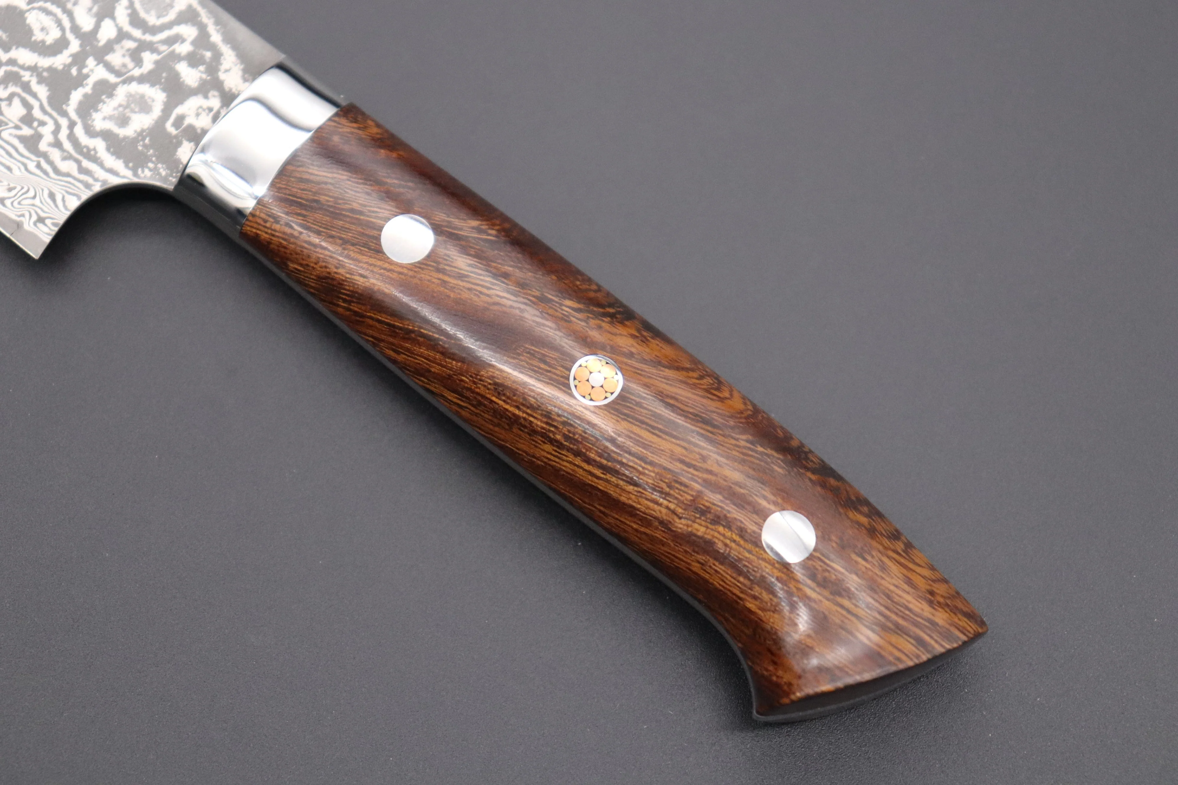 Takeshi Saji R-2 Custom Black Damascus Wild Series Sujihiki (240mm and 270mm, Ironwood Handle) - Image 7