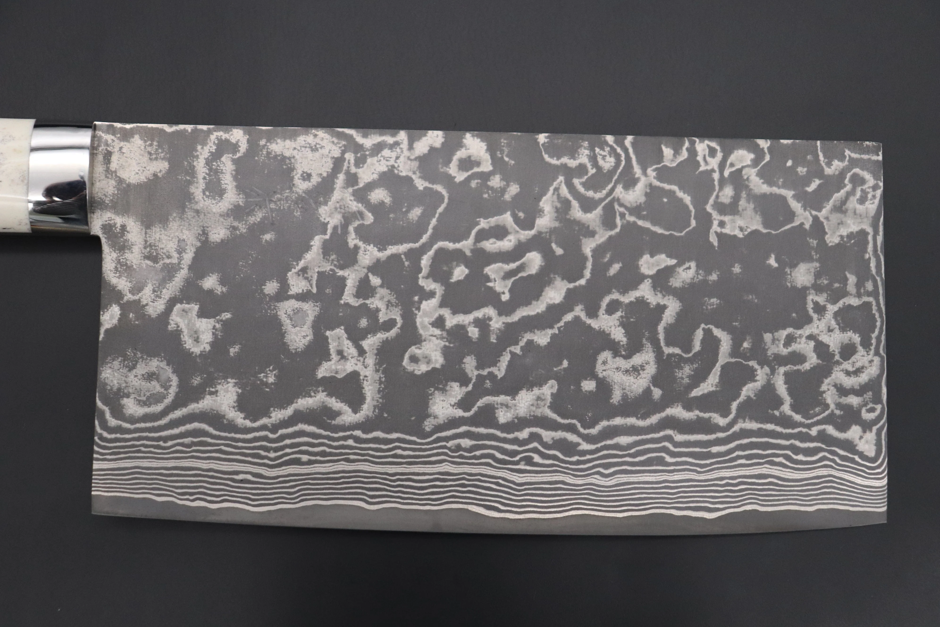 Takeshi Saji R-2 Custom Damascus Chinese Cleaver (Stag Bone Handle,SCR2-SB) - Image 2
