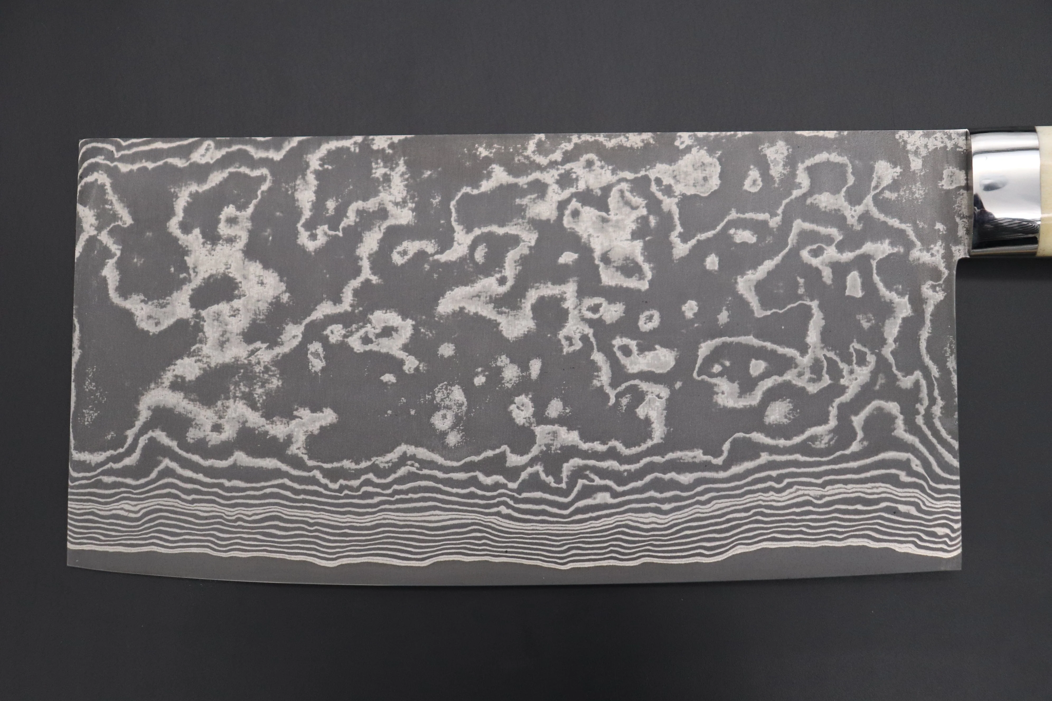 Takeshi Saji R-2 Custom Damascus Chinese Cleaver (Stag Bone Handle,SCR2-SB) - Image 5