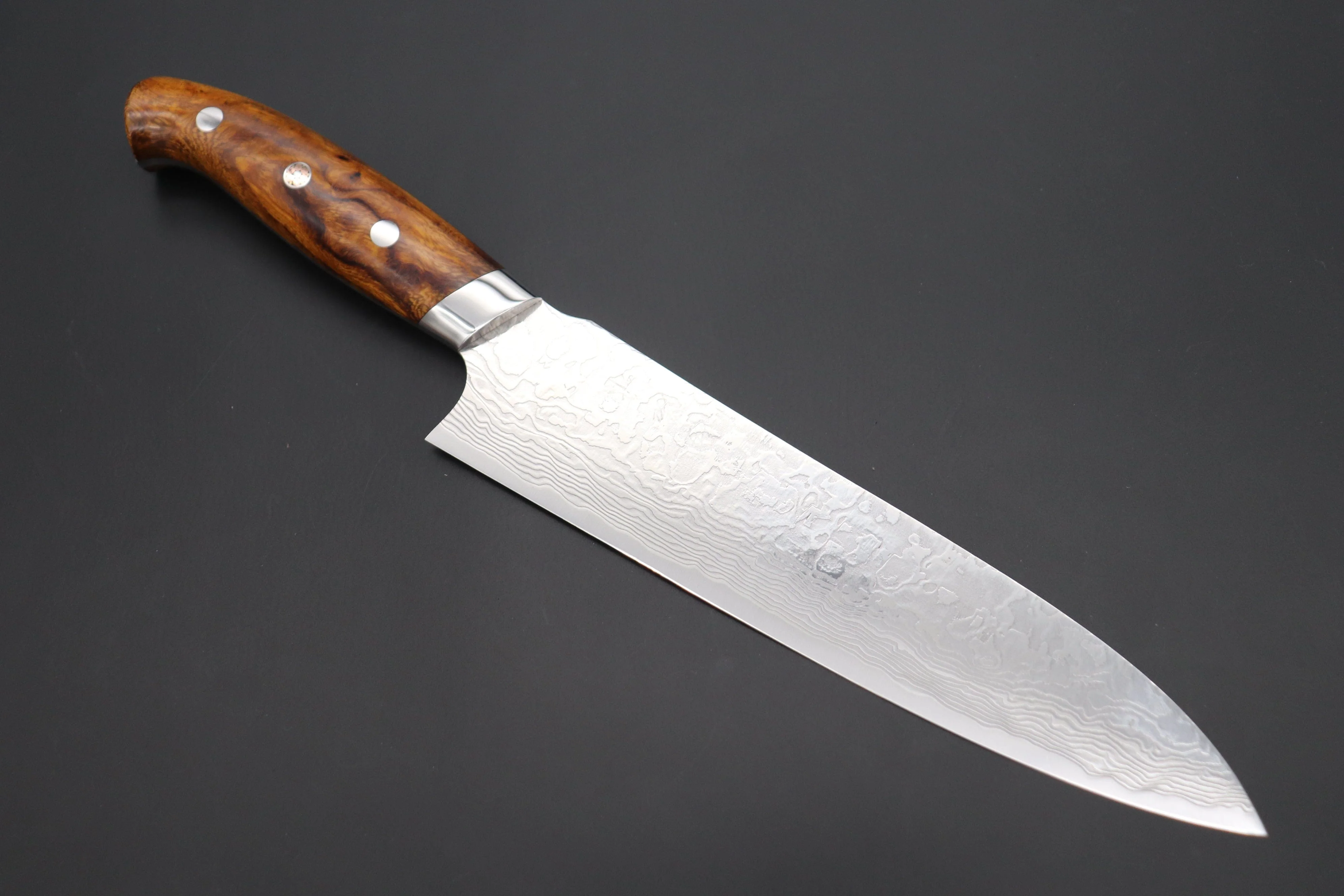 Takeshi Saji R-2 Diamond Damascus Gyuto — Upswept Design (210mm and 240mm, Desert Ironwood Handle)