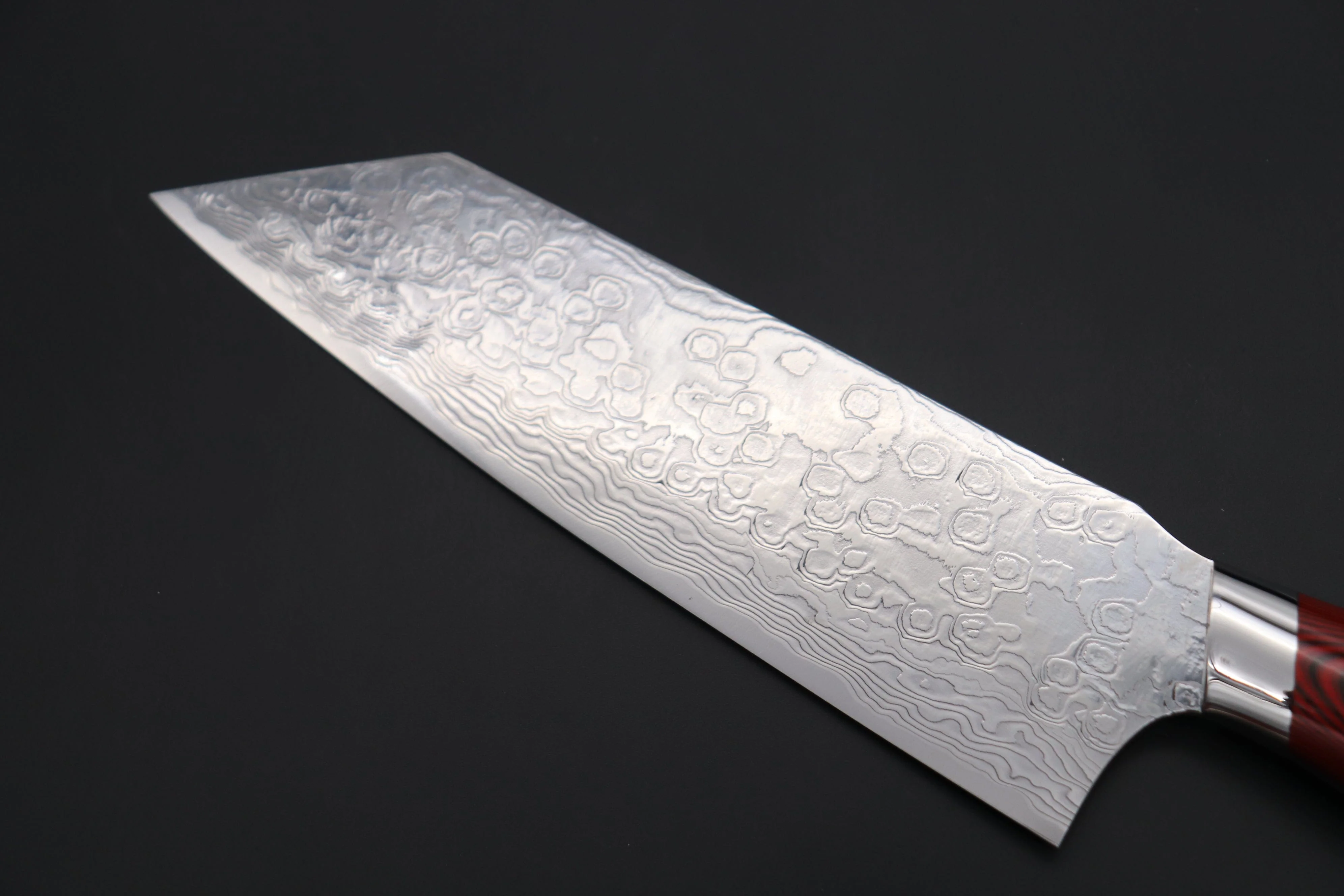 Takeshi Saji R-2 Diamond Damascus Bunka 180mm — Upswept Design (7 Inch, Red/Black Linen Micarta Handle, SNRD-4RB) - Image 7