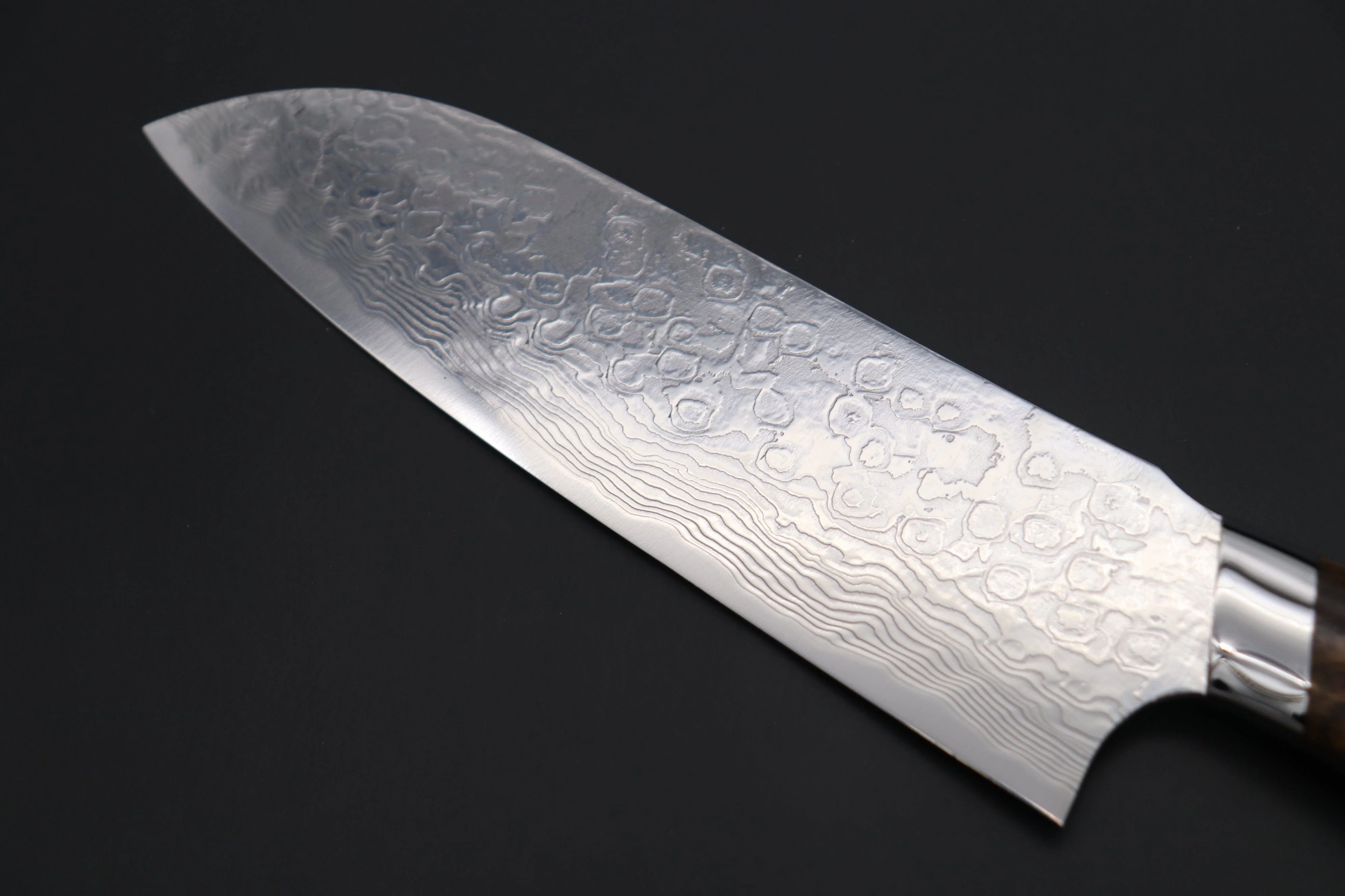 Takeshi Saji R-2 Diamond Damascus Santoku 175mm — Upswept Design (6.8 Inch,Desert Ironwood, SNRD-5I) - Image 11