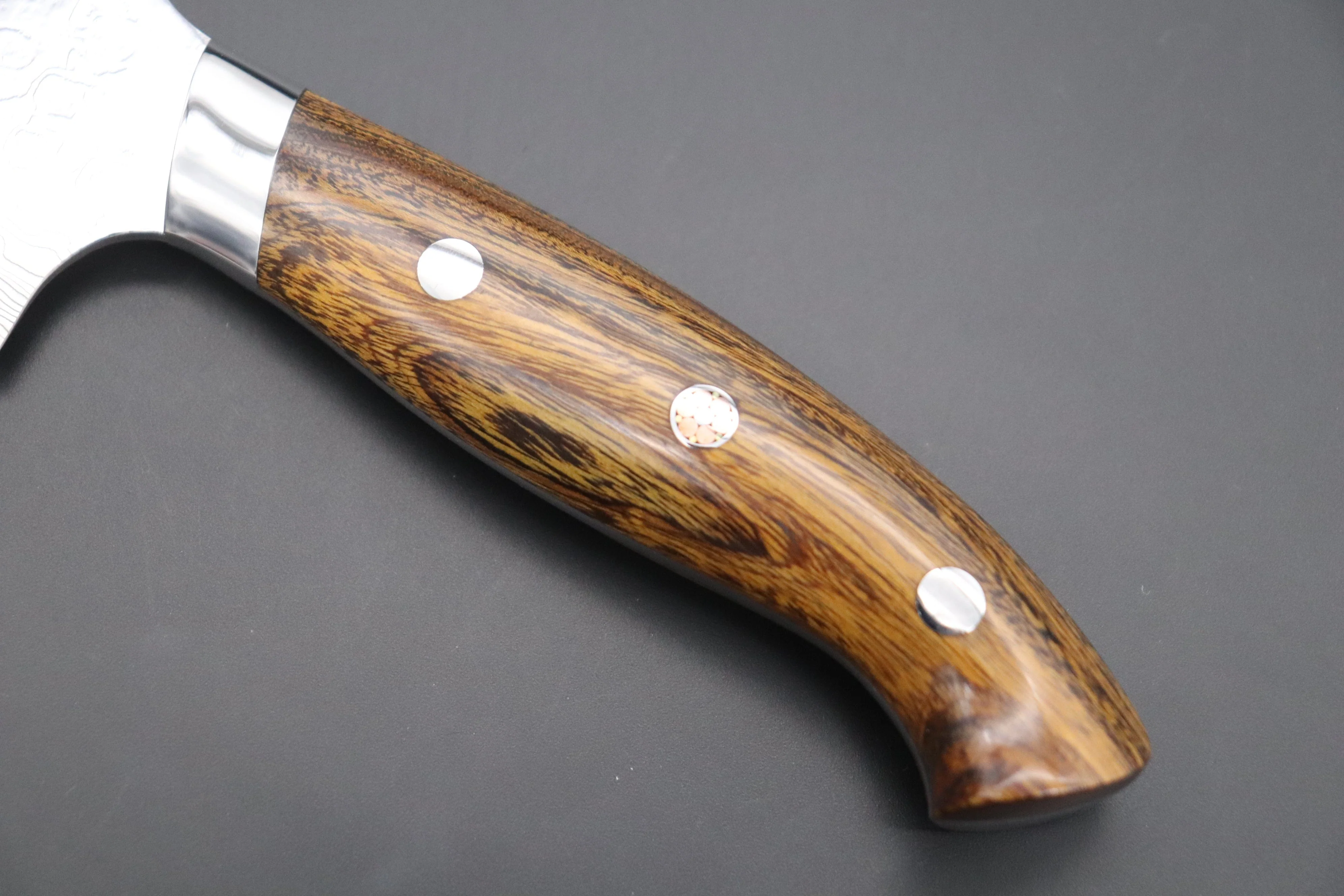 Takeshi Saji R-2 Diamond Damascus Santoku 175mm — Upswept Design (6.8 Inch,Desert Ironwood, SNRD-5I) - Image 8