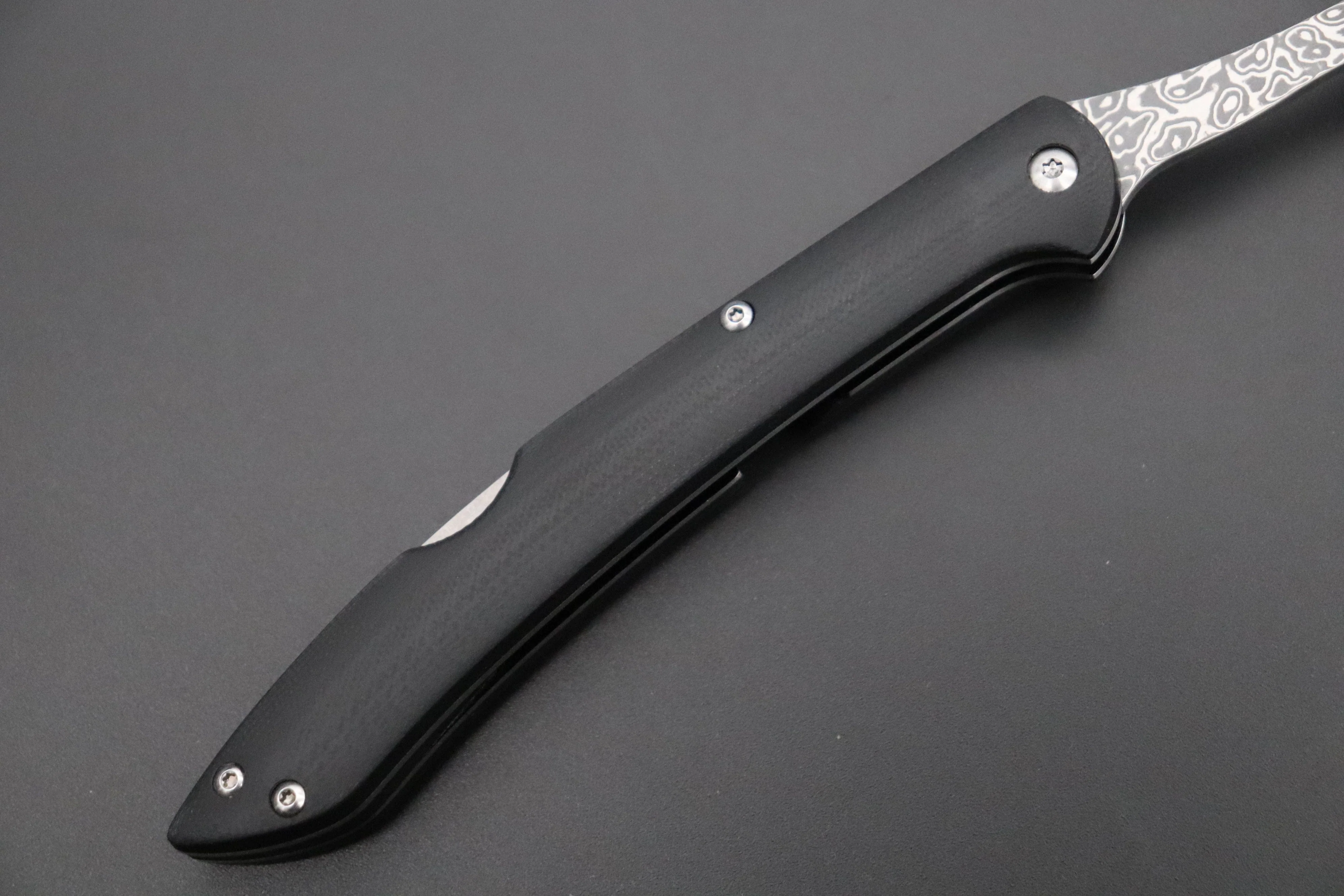 Takeshi Saji R-2 Damascus Folding Fork (Black G-10 Handle, TS-130B) - Image 3