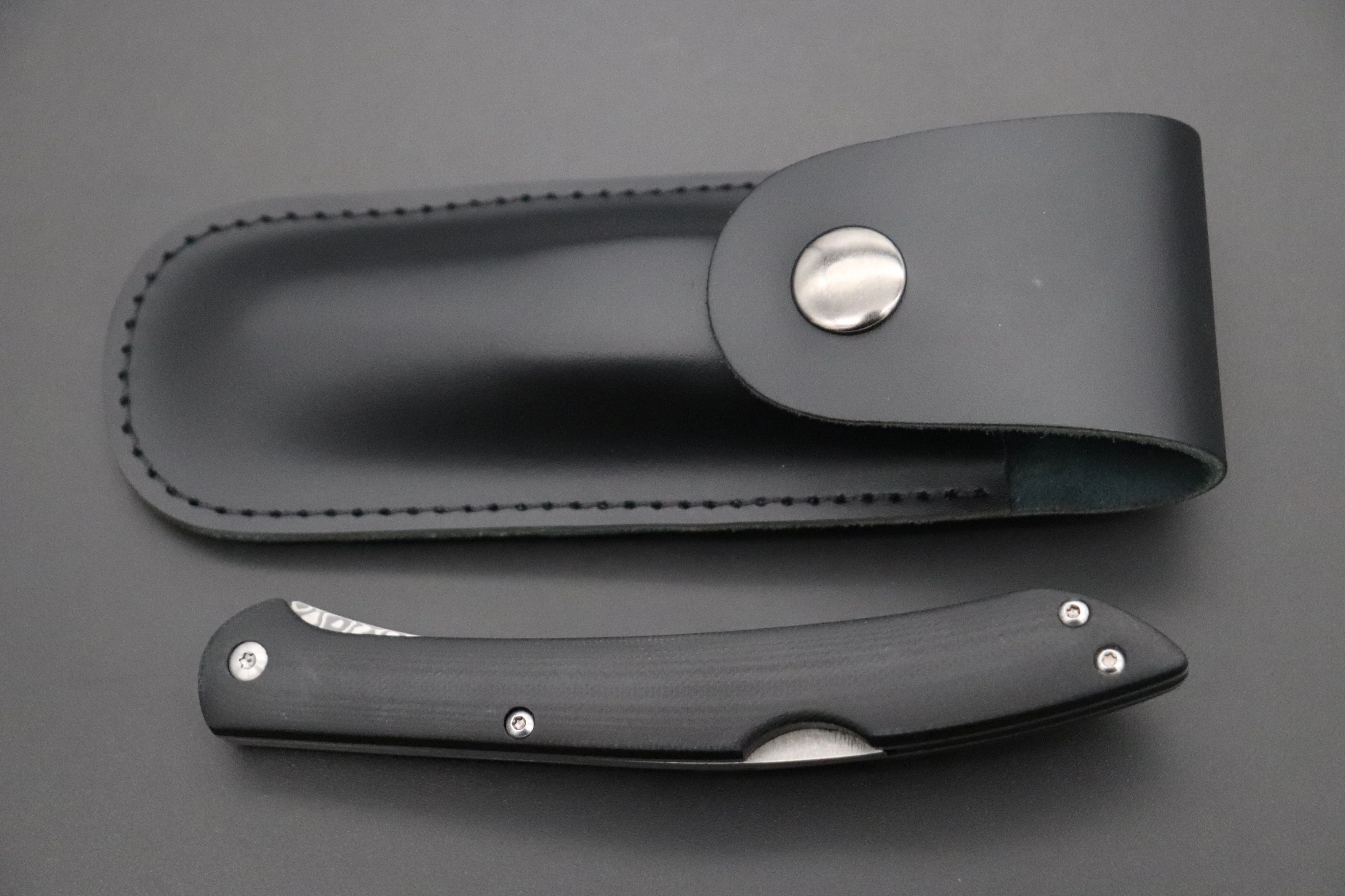 Takeshi Saji R-2 Damascus Folding Fork (Black G-10 Handle, TS-130B) - Image 7