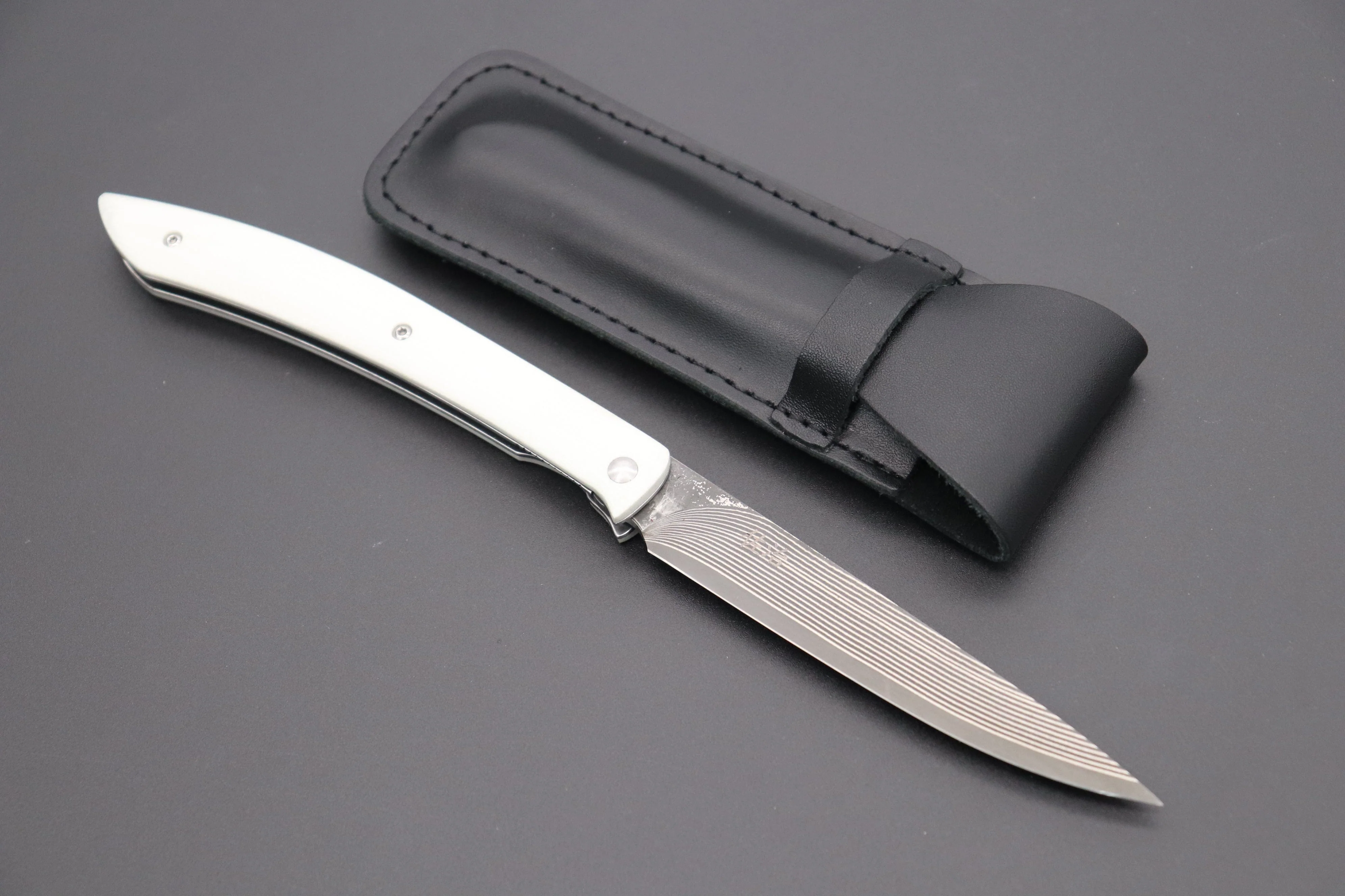 Takeshi Saji R-2 Damascus Steak Knife (White G-10 Handle, TS-120W)