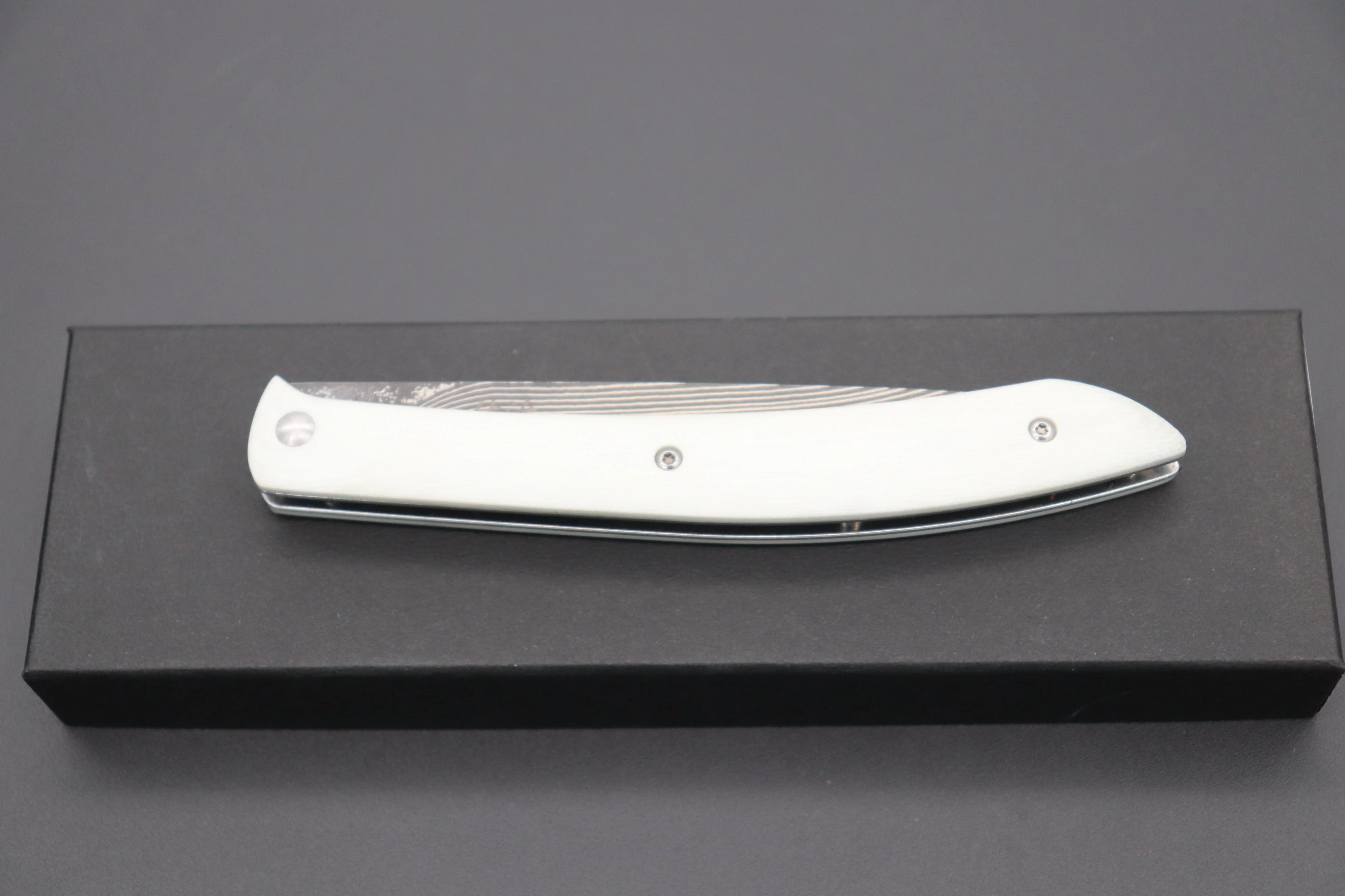 Takeshi Saji R-2 Damascus Steak Knife (White G-10 Handle, TS-120W) - Image 6