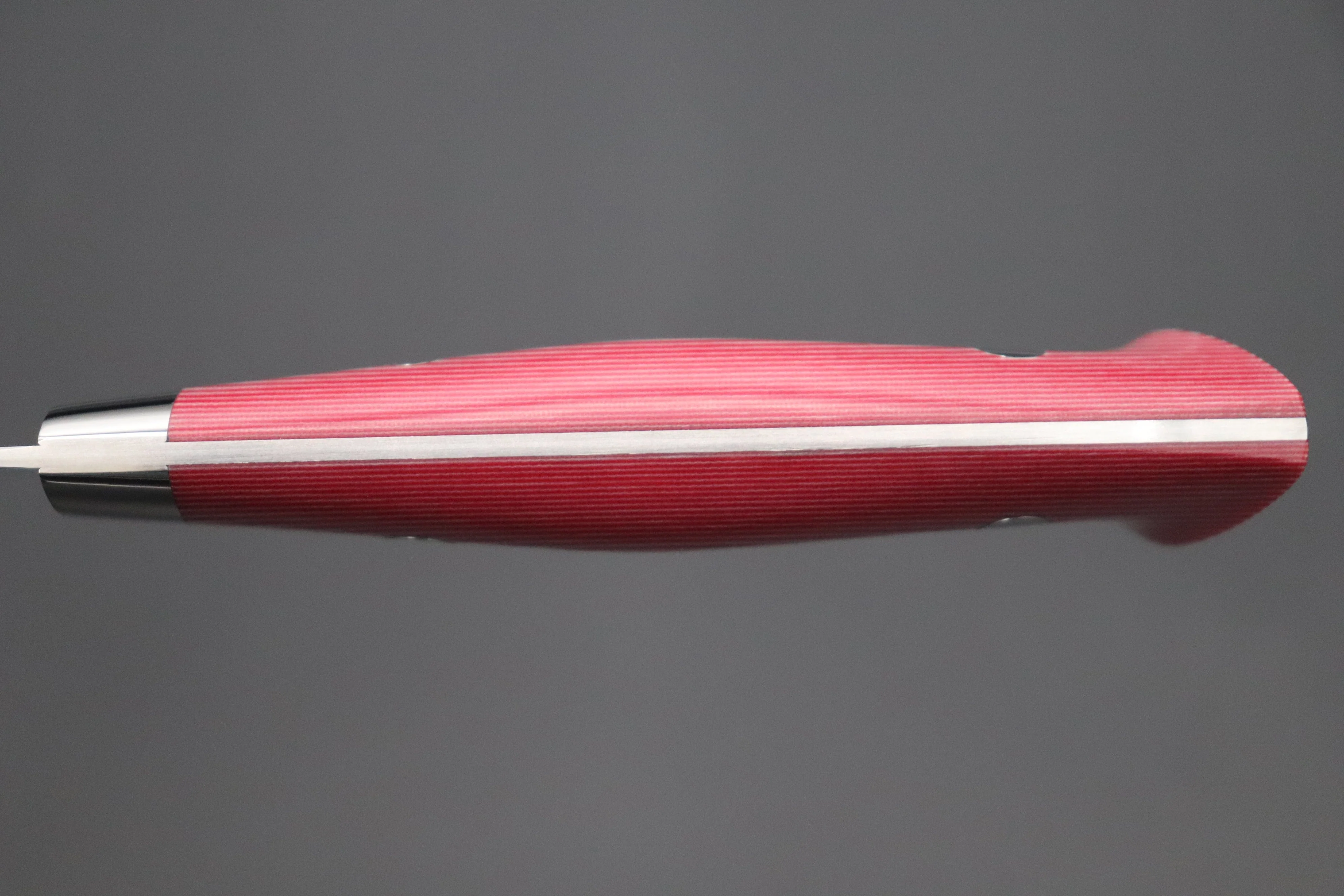 Takeshi Saji SRS-13 Hammer Forged, Custom Handmade Handle Series Bunka 175mm (6.8 inch, Red & White Linen Micarta Handle) - Image 6