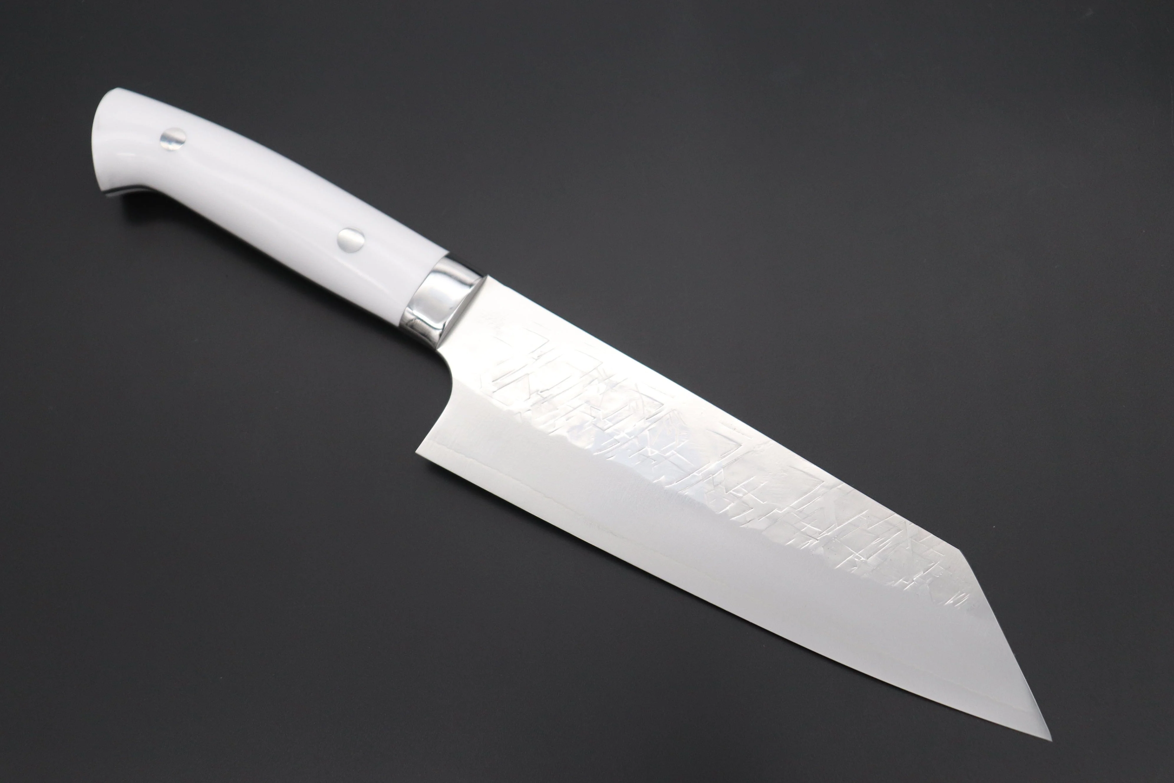 Takeshi Saji SRS-13 Hammer Forged, Custom Handmade Handle Series Bunka 175mm (6.8 inch, White Corian Handle)