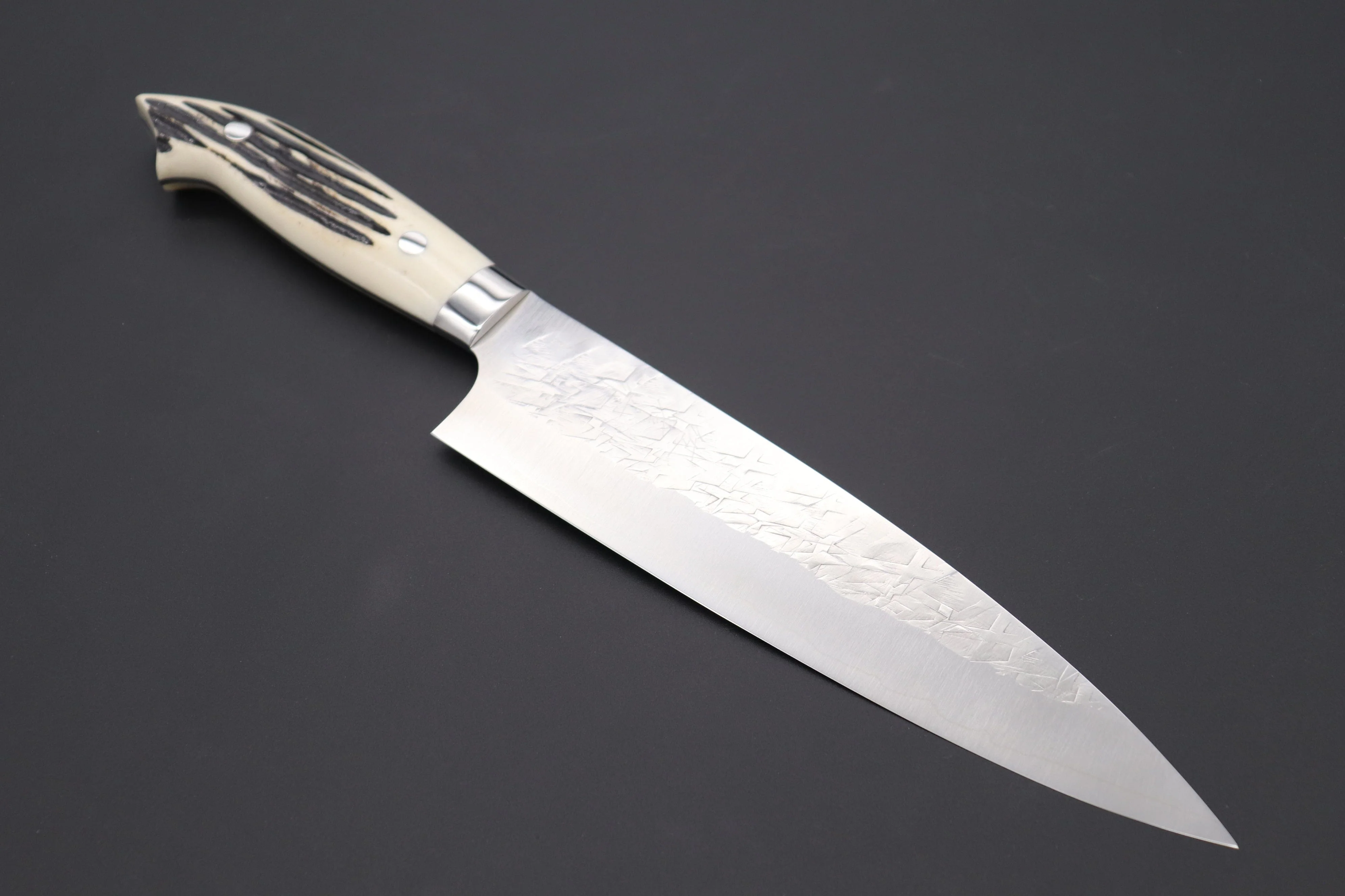 Takeshi Saji SRS-13 Hammer Forged, Custom Handmade Handle Series "Designed By Nomura" Gyuto (210mm and 240mm, 2 Sizes, Stag Bone Handle)