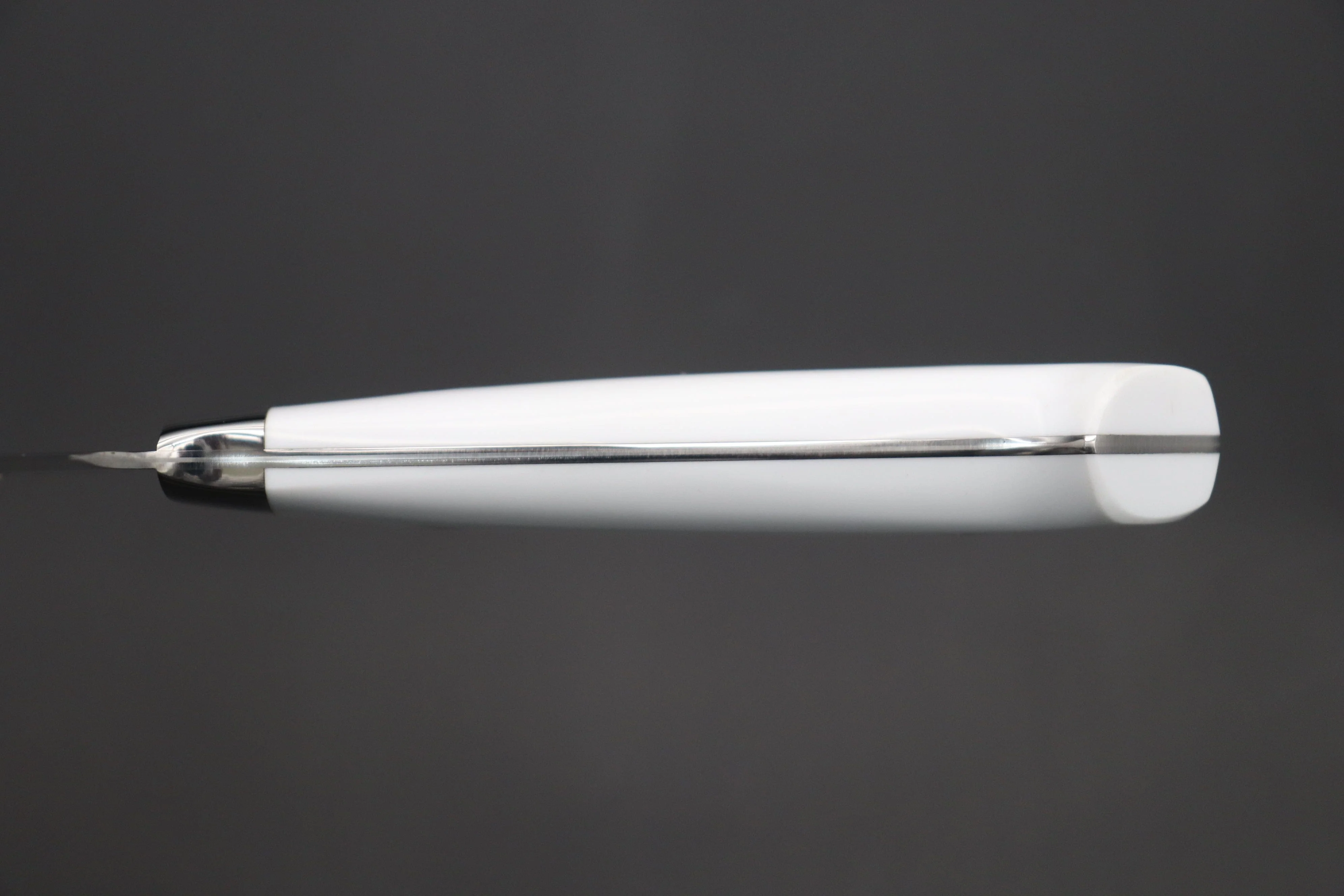 Takeshi Saji SRS-13 Hammer Forged, Custom Handmade Handle Series "Designed By Nomura" Gyuto (210mm and 240mm, 2 Sizes, , White Corian Handle) - Image 7