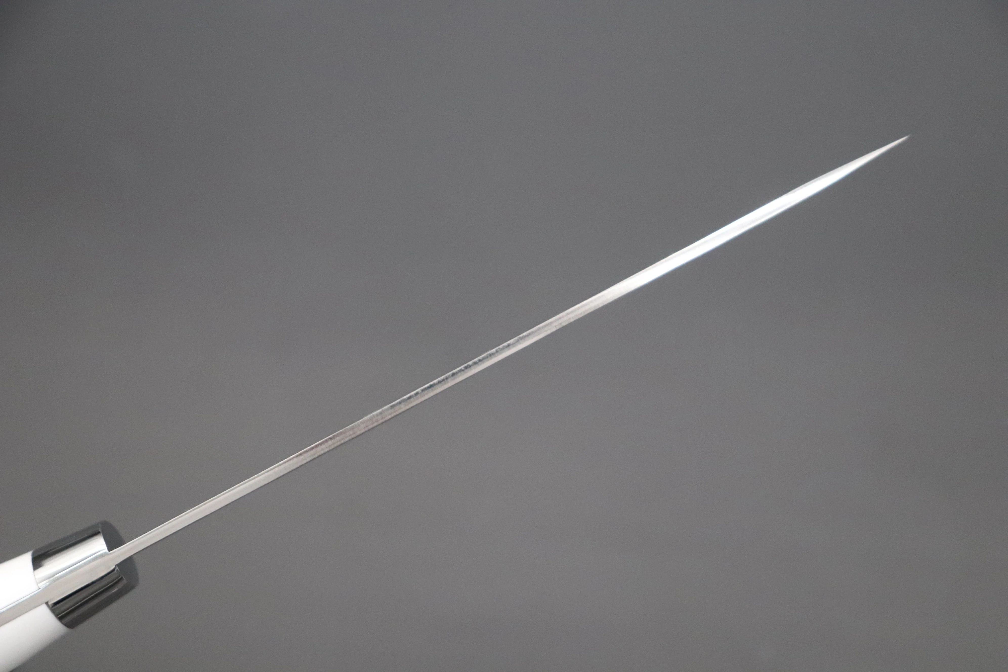 Takeshi Saji SRS-13 Hammer Forged, Custom Handmade Handle Series "Designed By Nomura" Petty 135mm (5.3 inch, White Corian Handle) - Image 5