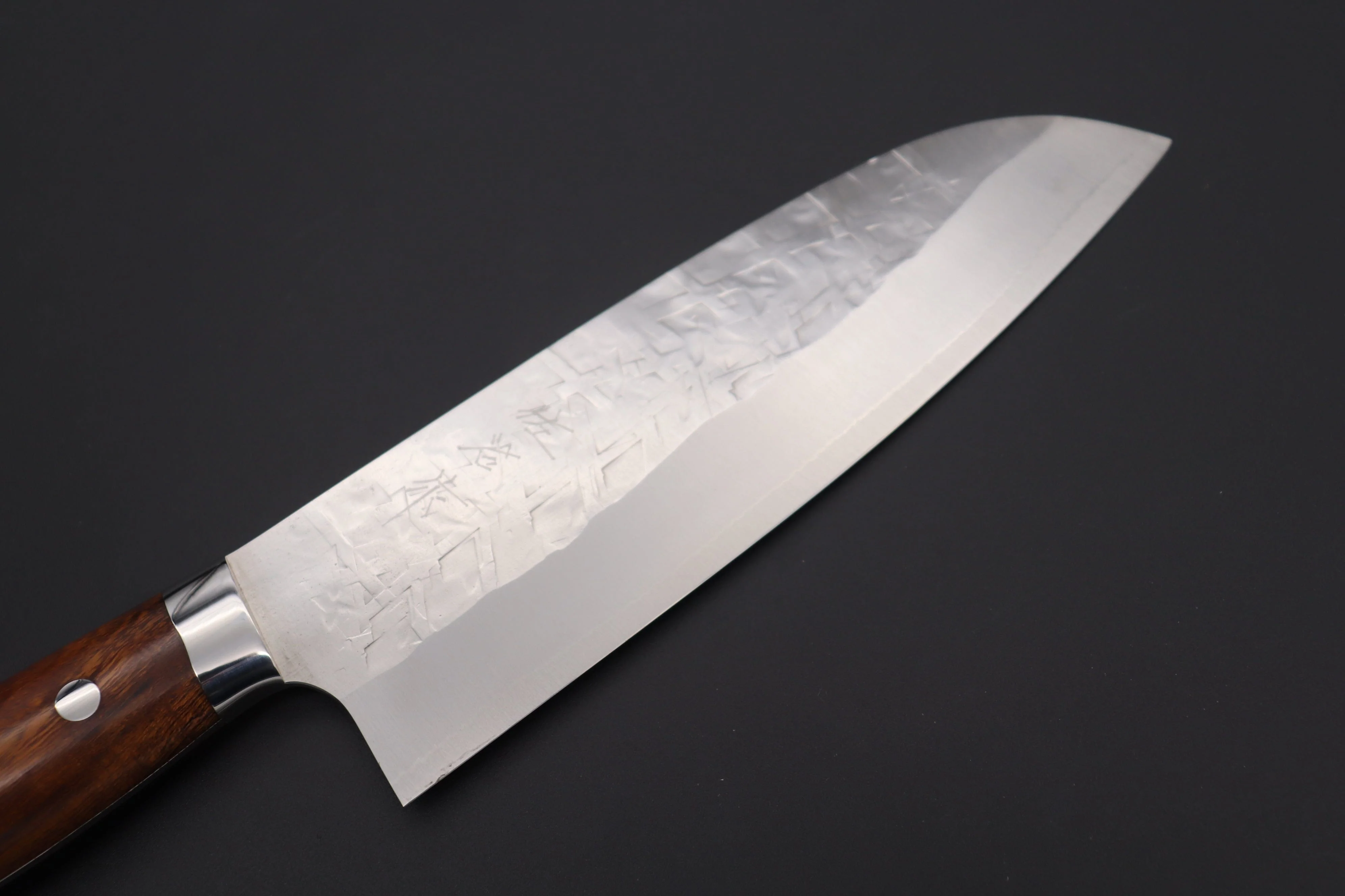 Takeshi Saji SRS-13 Hammer Forged, Custom Handmade Handle Series "Designed By Nomura" Santoku 180mm (7 inch, Ironwood Handle) - Image 2