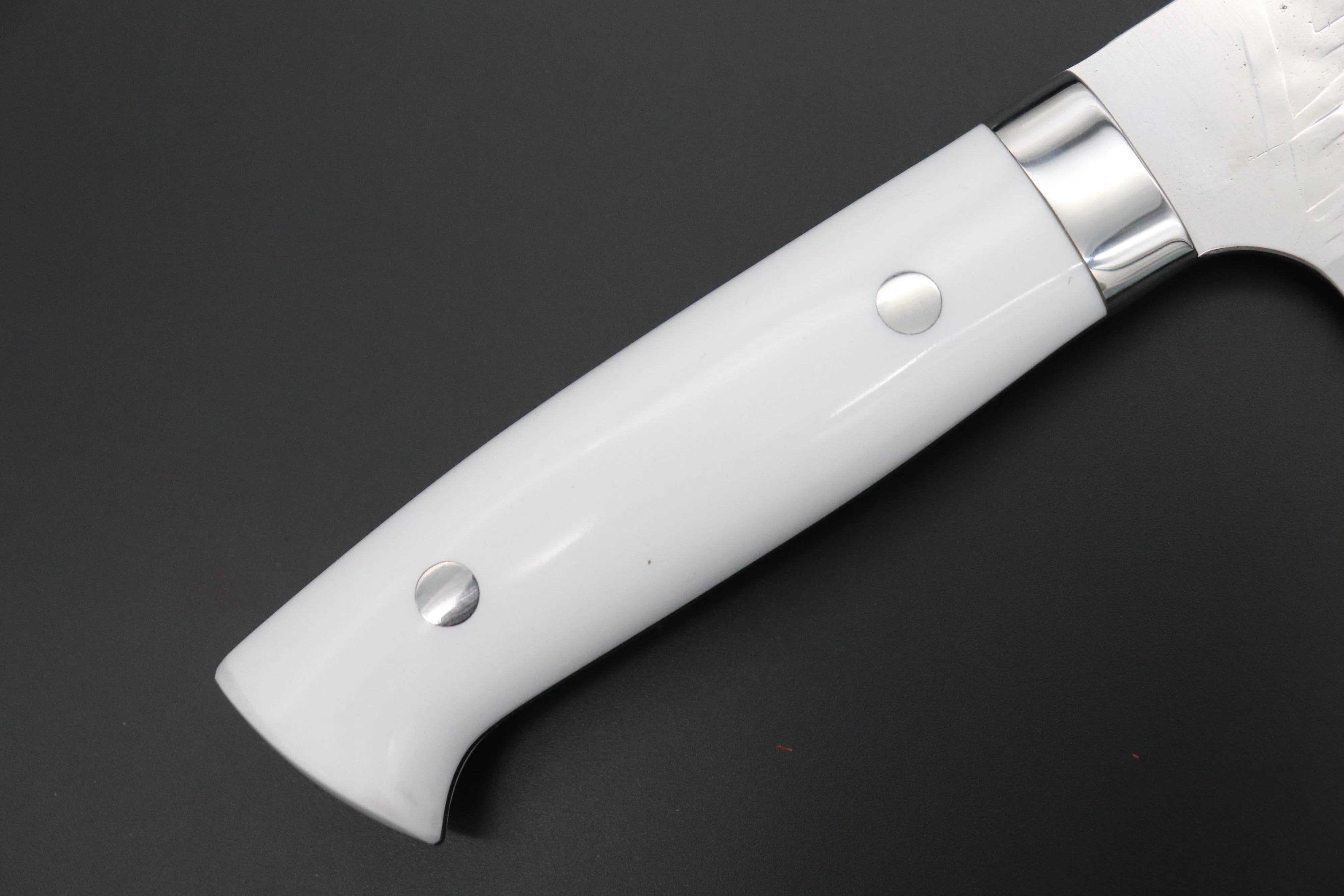 Takeshi Saji SRS-13 Hammer Forged, Custom Handmade Handle Series Nakiri 165mm (6.4 inch, White Corian Handle) - Image 3
