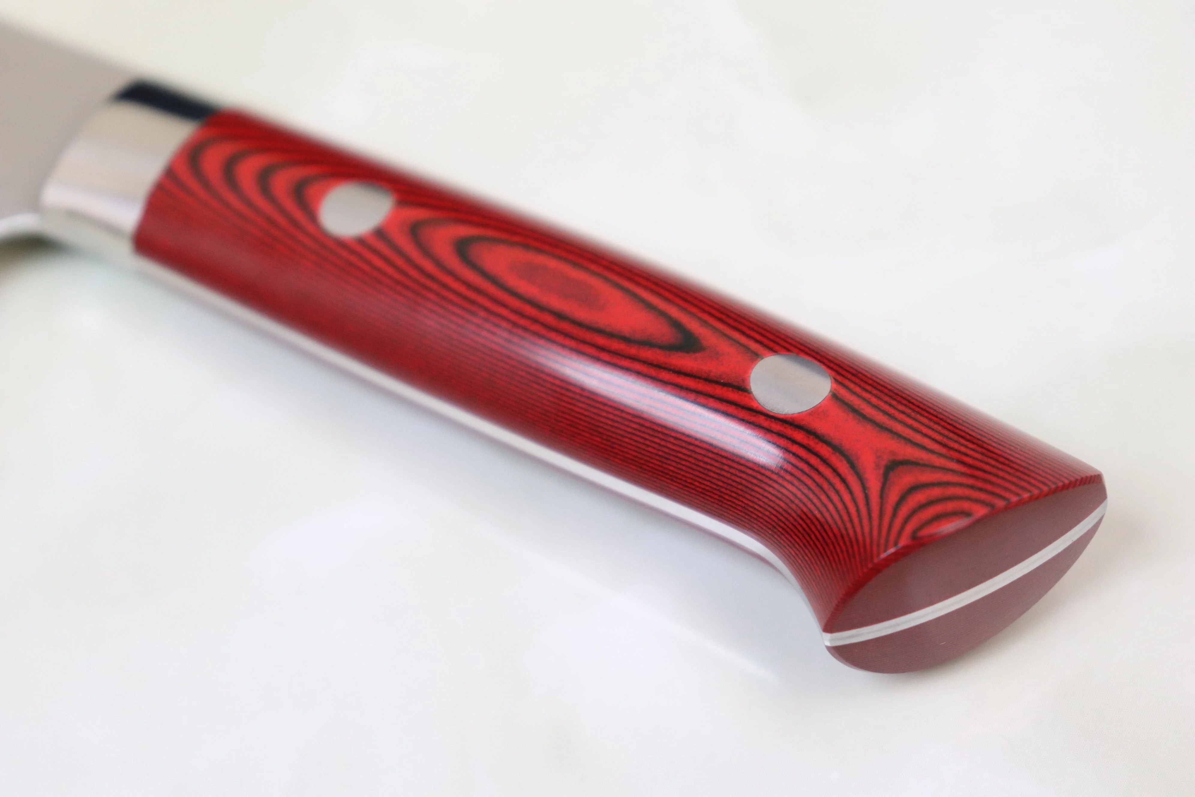 Takeshi Saji SRS-13 Hammer Forged, Custom Handmade Handle Series Petty 135mm (5.3 inch, Red & Black Linen Micarta Handle) - Image 7
