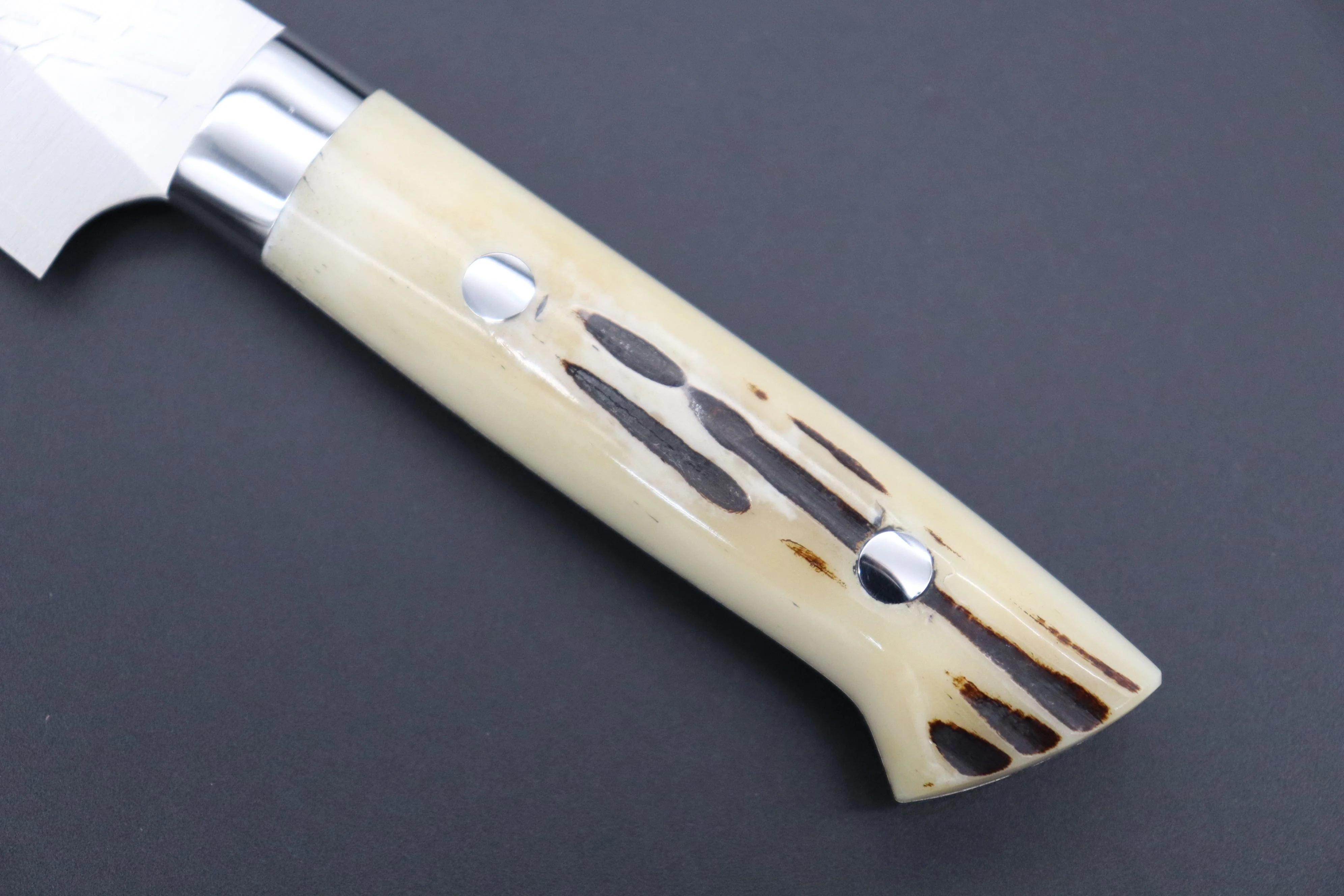 Takeshi Saji SRS-13 Hammer Forged, Custom Handmade Handle Series Petty 135mm (5.3 inch, Stag Bone Handle) - Image 7