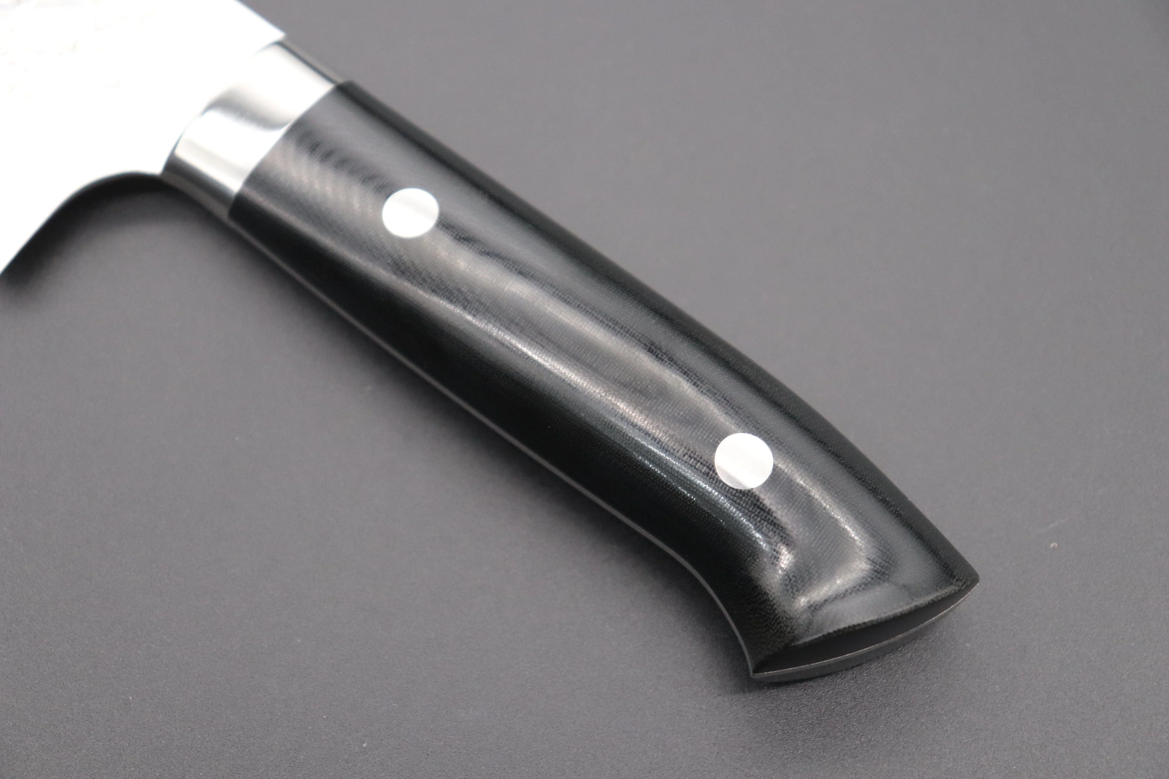 Takeshi Saji SRS-13 Hammer Forged, Custom Handmade Handle Series Santoku 180mm (7 inch, Black Linen Micarta Handle) - Image 9