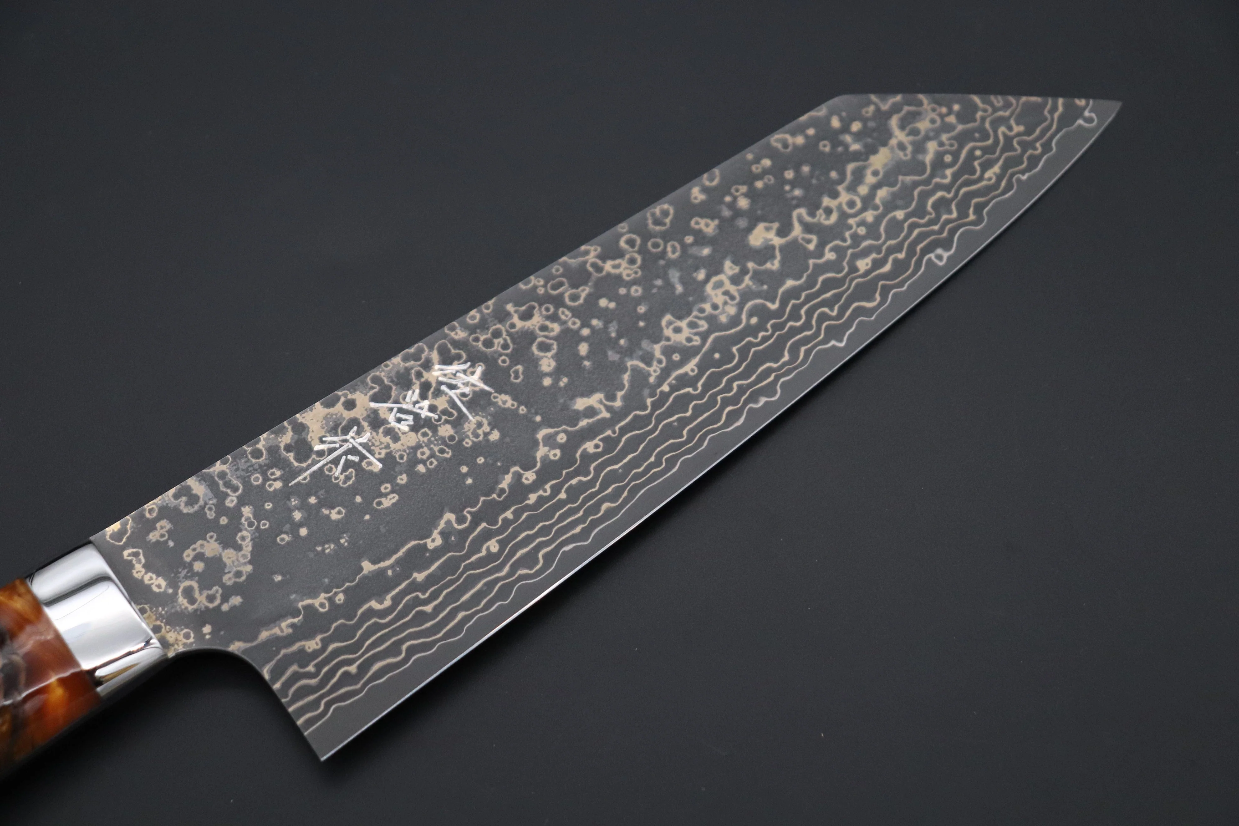 Takeshi Saji SUMMIT ― Limited Edition Custom Series SMT-1048 VG-10W Multi-Colored Golden-Rainbow Damascus Bunka 175mm (6.8 Inch) - Image 2