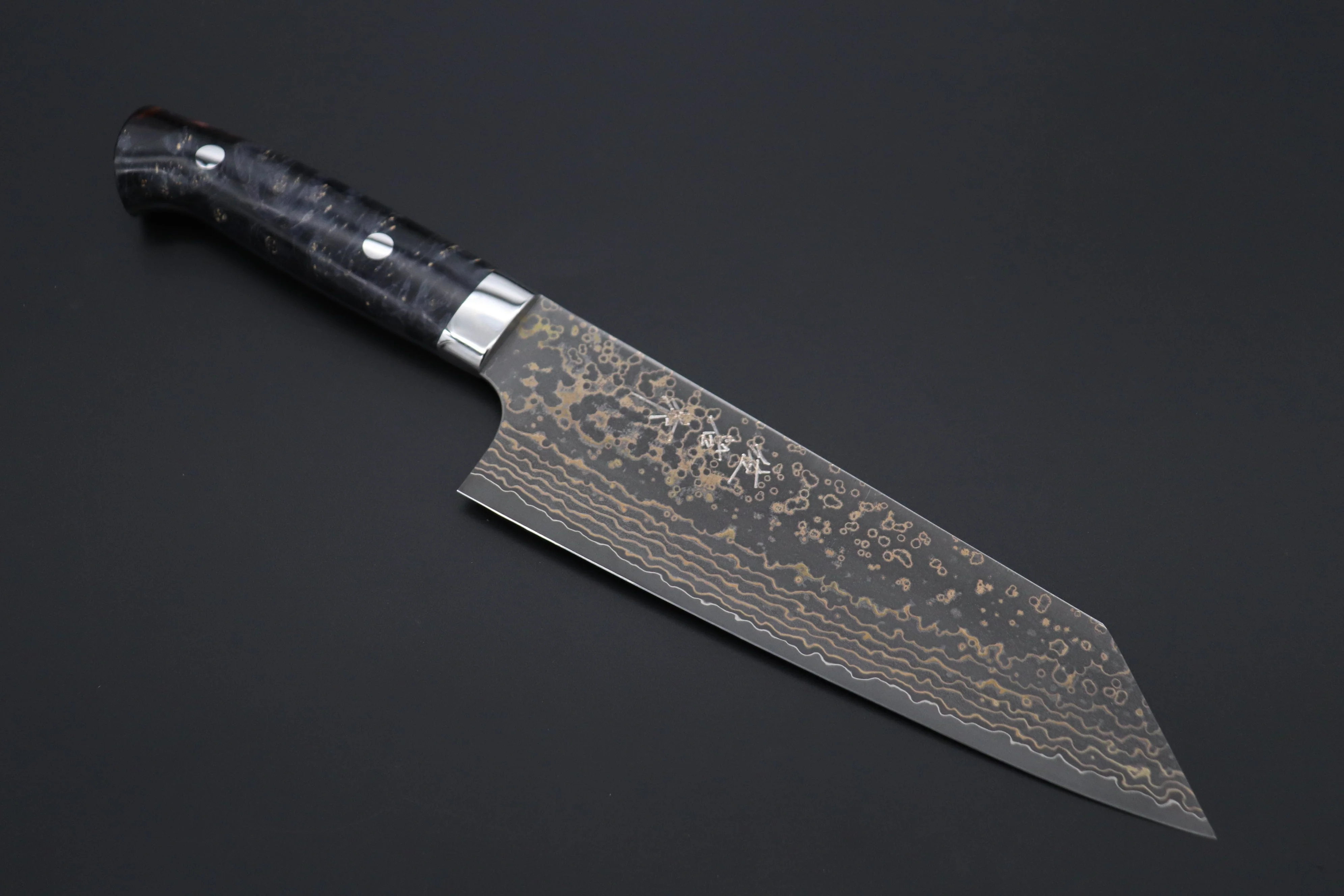 Takeshi Saji SUMMIT ― Limited Edition Custom Series  SMT-1075 VG-10W Multi-Colored Golden-Rainbow Damascus Bunka 175mm (6.8 Inch)