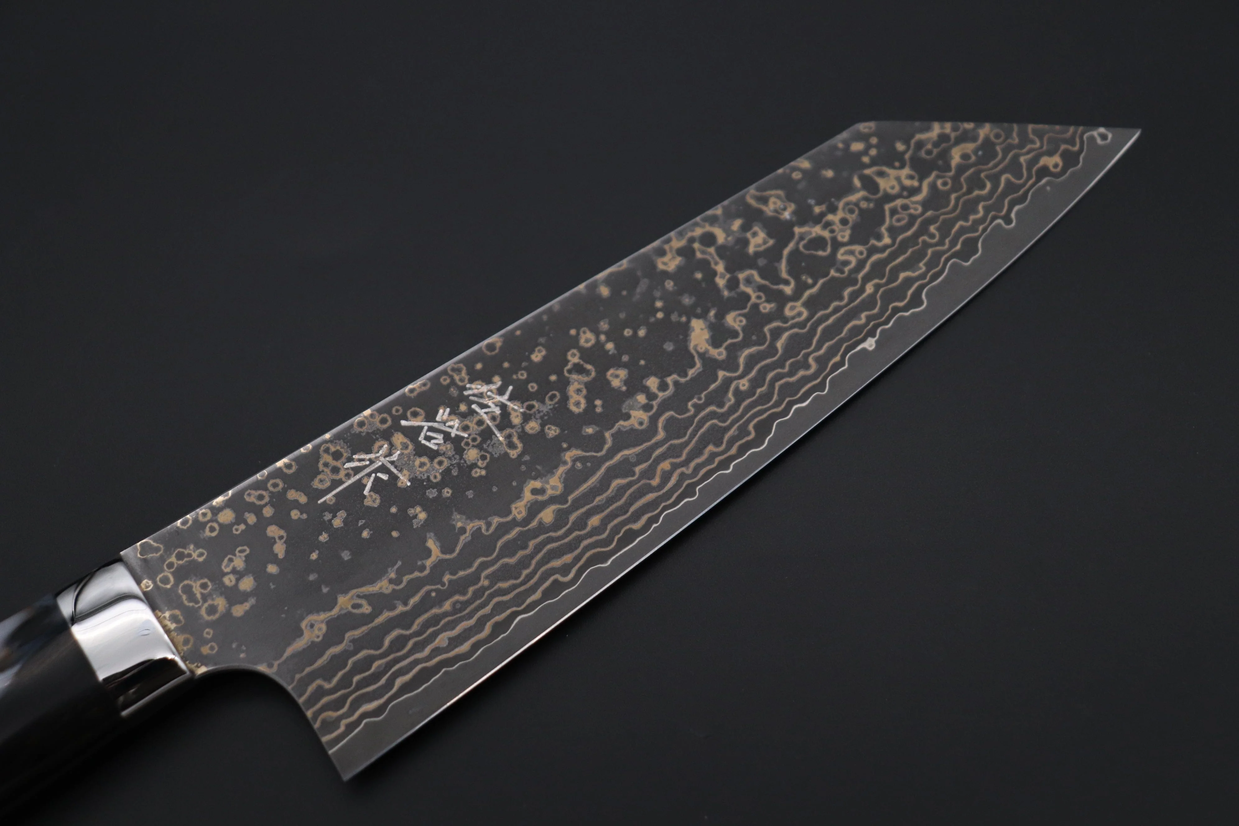 Takeshi Saji SUMMIT ― Limited Edition Custom Series  SMT-1076 VG-10W Multi-Colored Golden-Rainbow Damascus Bunka 175mm (6.8 Inch) - Image 2