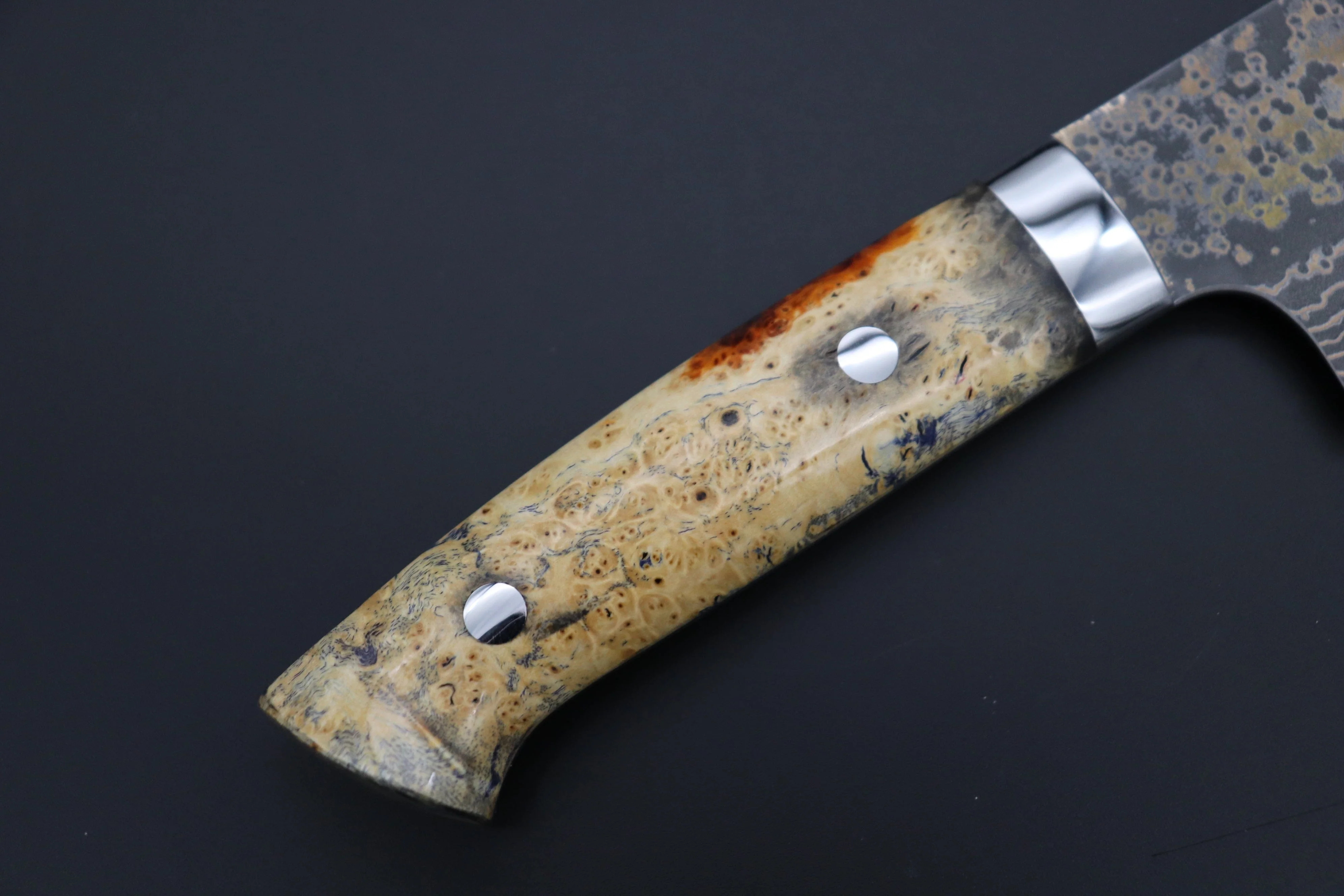 Takeshi Saji SUMMIT ― Limited Edition Custom Series SMT-1086 VG-10W Multi-Colored Golden-Rainbow Damascus Nakiri 165mm (6.4 Inch) - Image 3