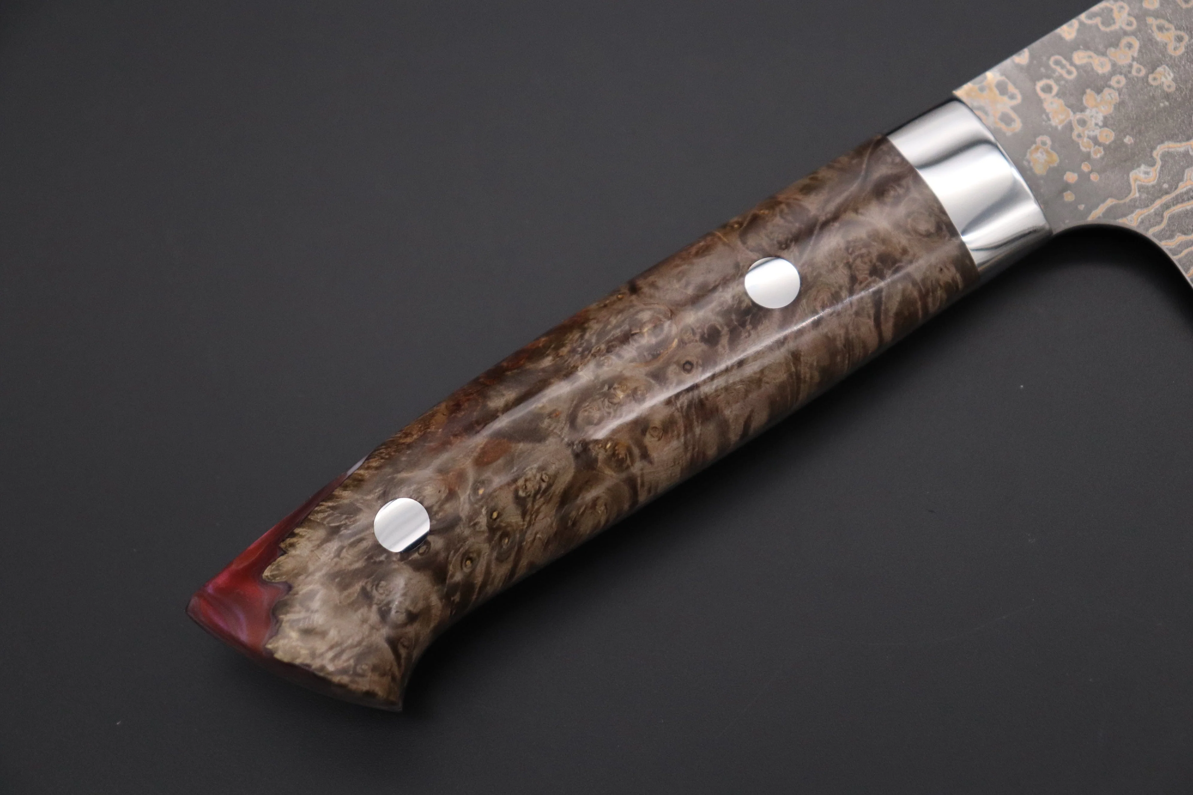 Takeshi Saji SUMMIT ― Limited Edition Custom Series SMT-1089 VG-10W Multi-Colored Golden-Rainbow Damascus Gyuto 210mm (8.2 Inch) - Image 3