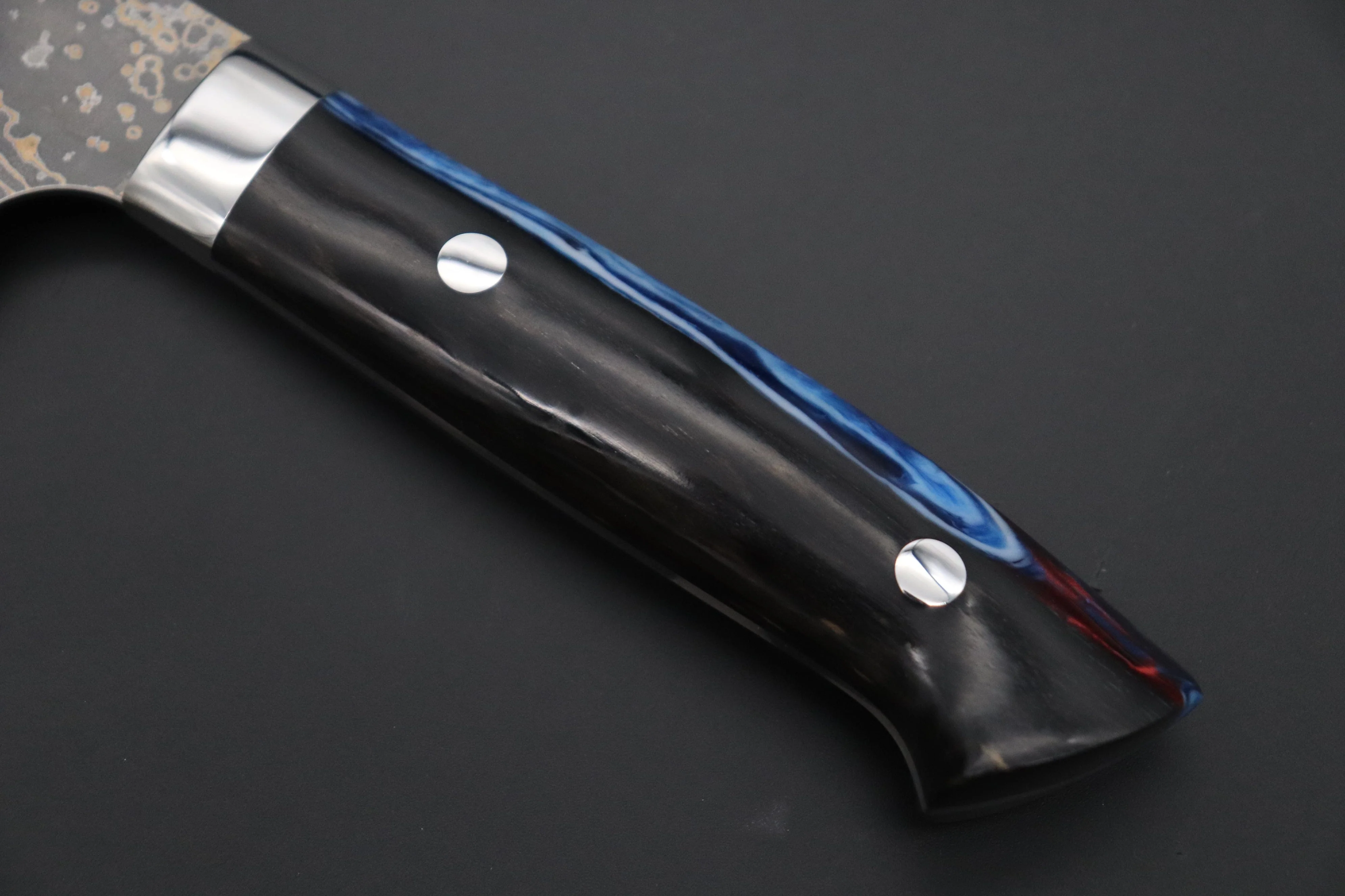 Takeshi Saji SUMMIT ― Limited Edition Custom Series SMT-1097 VG-10W Multi-Colored Golden-Rainbow Damascus Gyuto 210mm (8.2 Inch) - Image 7