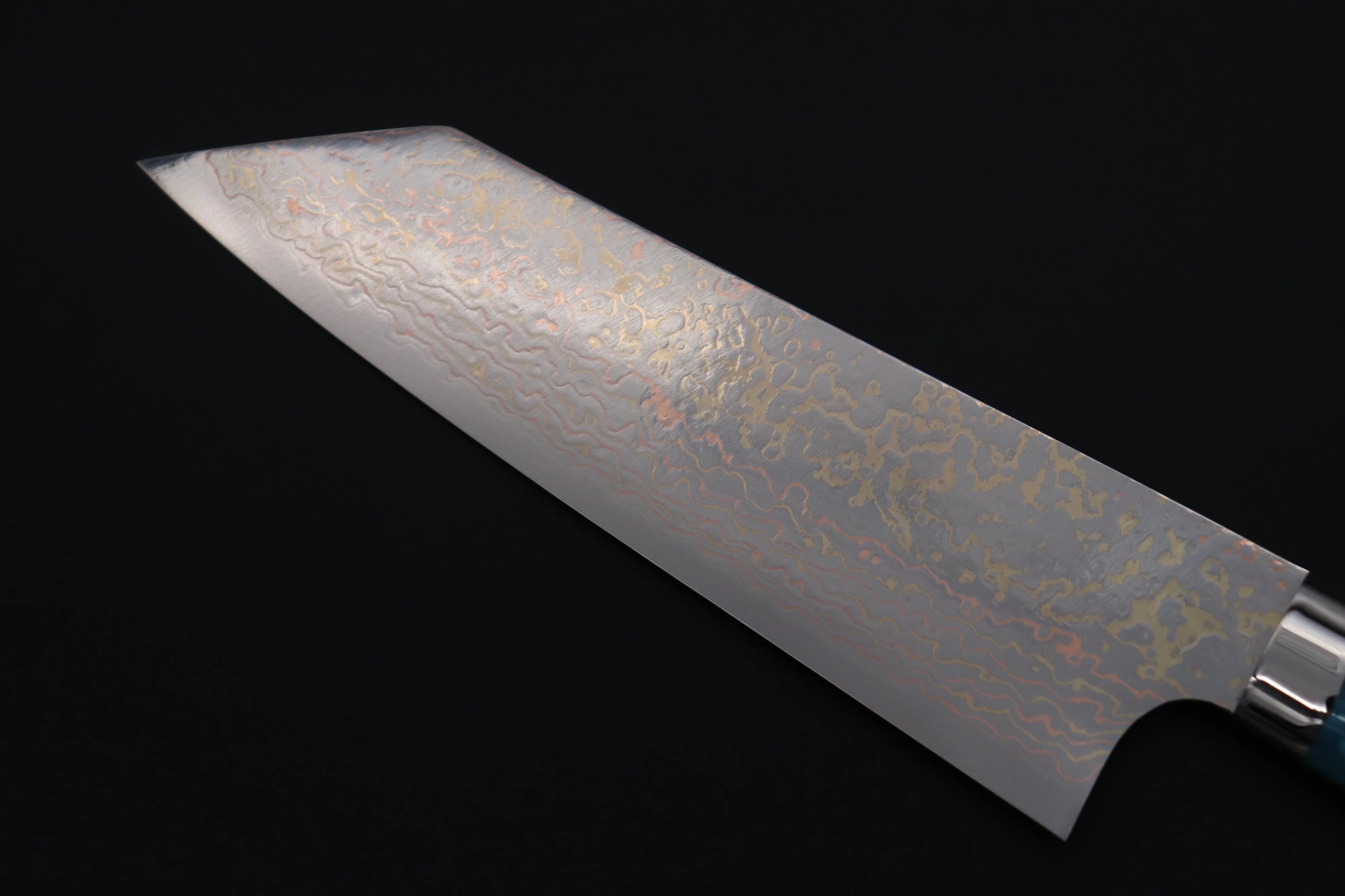Takeshi Saji SUMMIT ― Limited Edition Custom Series SMT-1121 VG-10W磨 Multi-Colored Golden-Rainbow Damascus Bunka 175mm (6.8 Inch) - Image 6