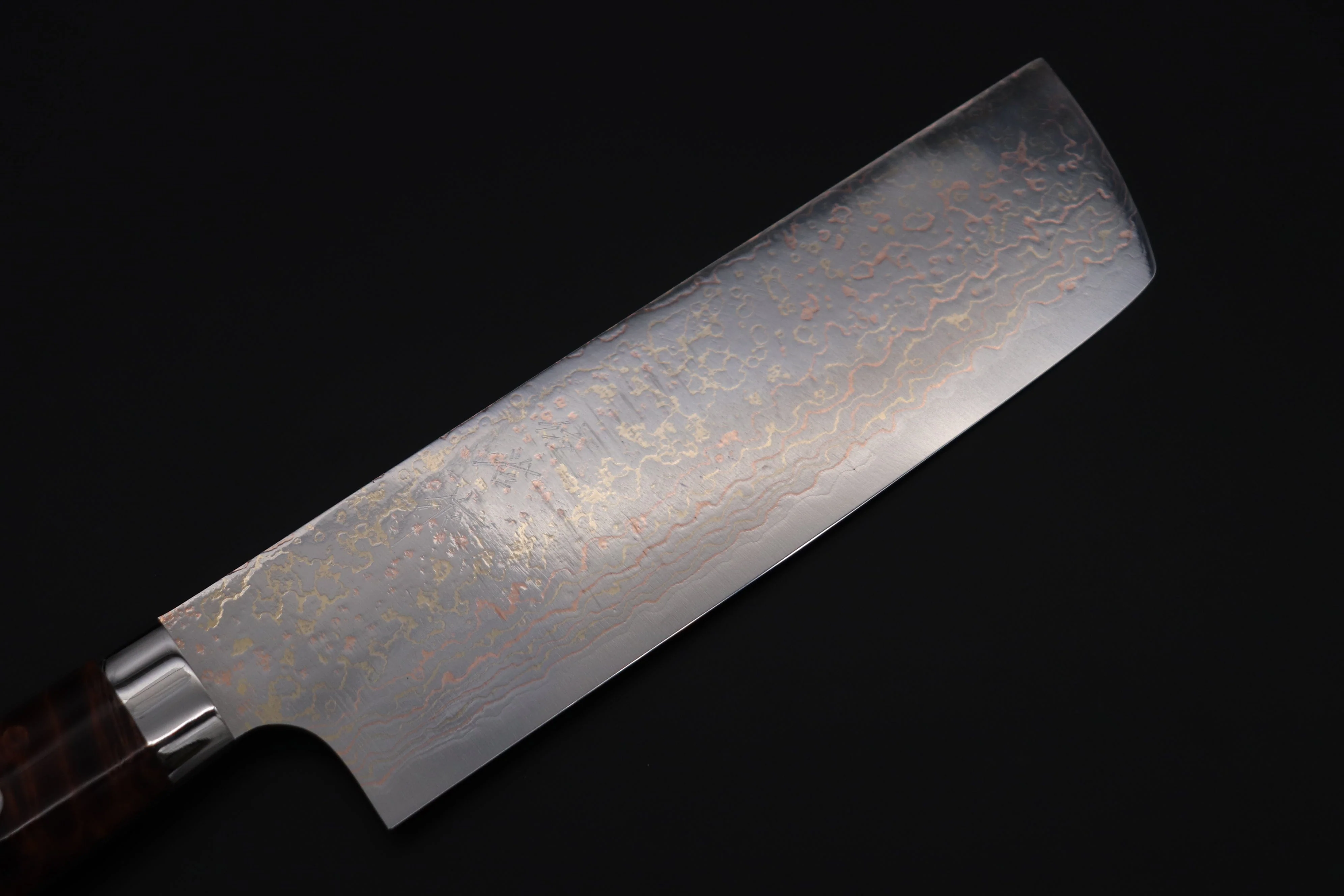 Takeshi Saji SUMMIT ― Limited Edition Custom Series SMT-1126 VG-10W磨 Multi-Colored Golden-Rainbow Damascus Nakiri 165mm (6.4 Inch) - Image 2