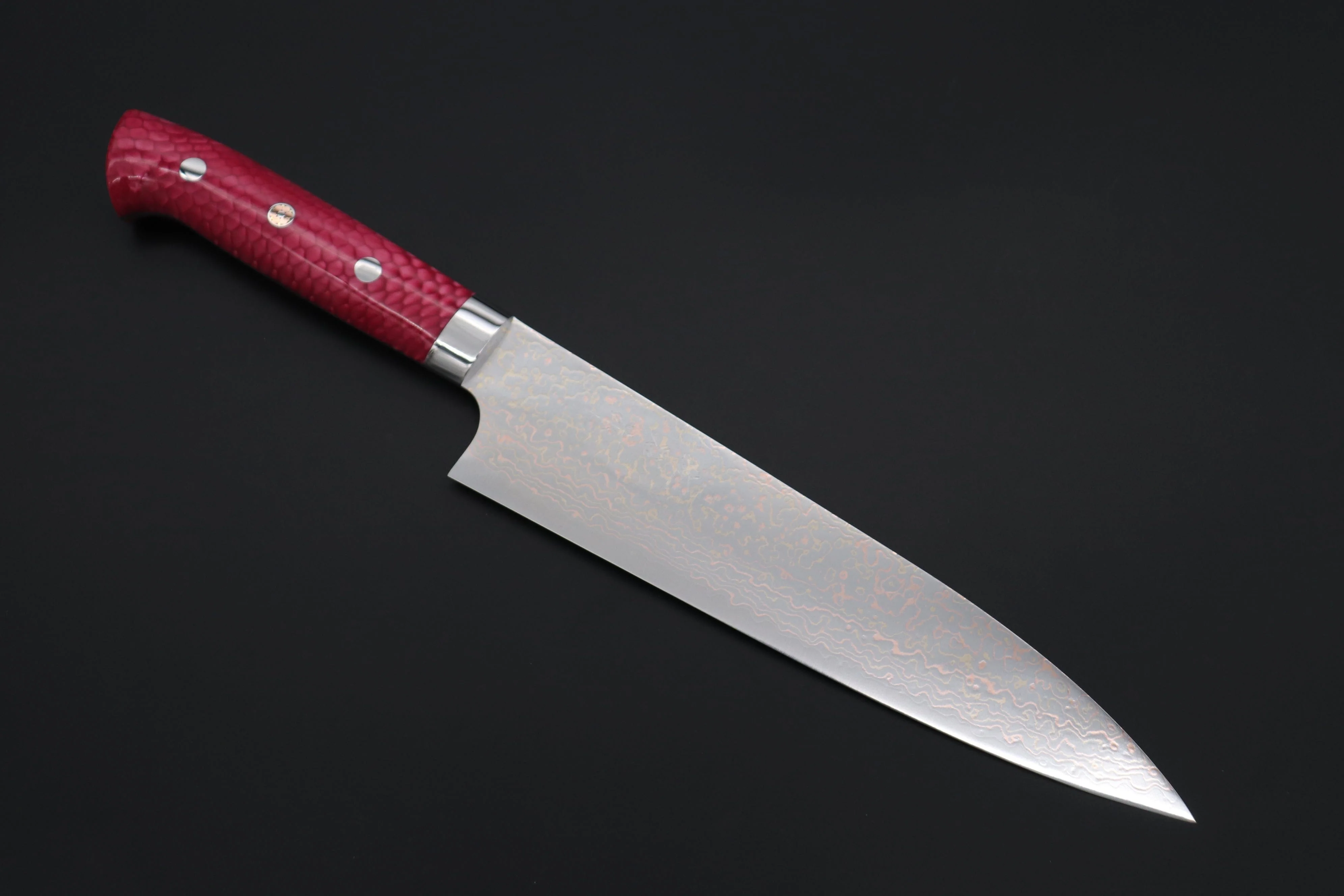 Takeshi Saji SUMMIT ― Limited Edition Custom Series SMT-1131 VG-10W磨 Multi-Colored Golden-Rainbow Damascus Gyuto 210mm (8.2 Inch)