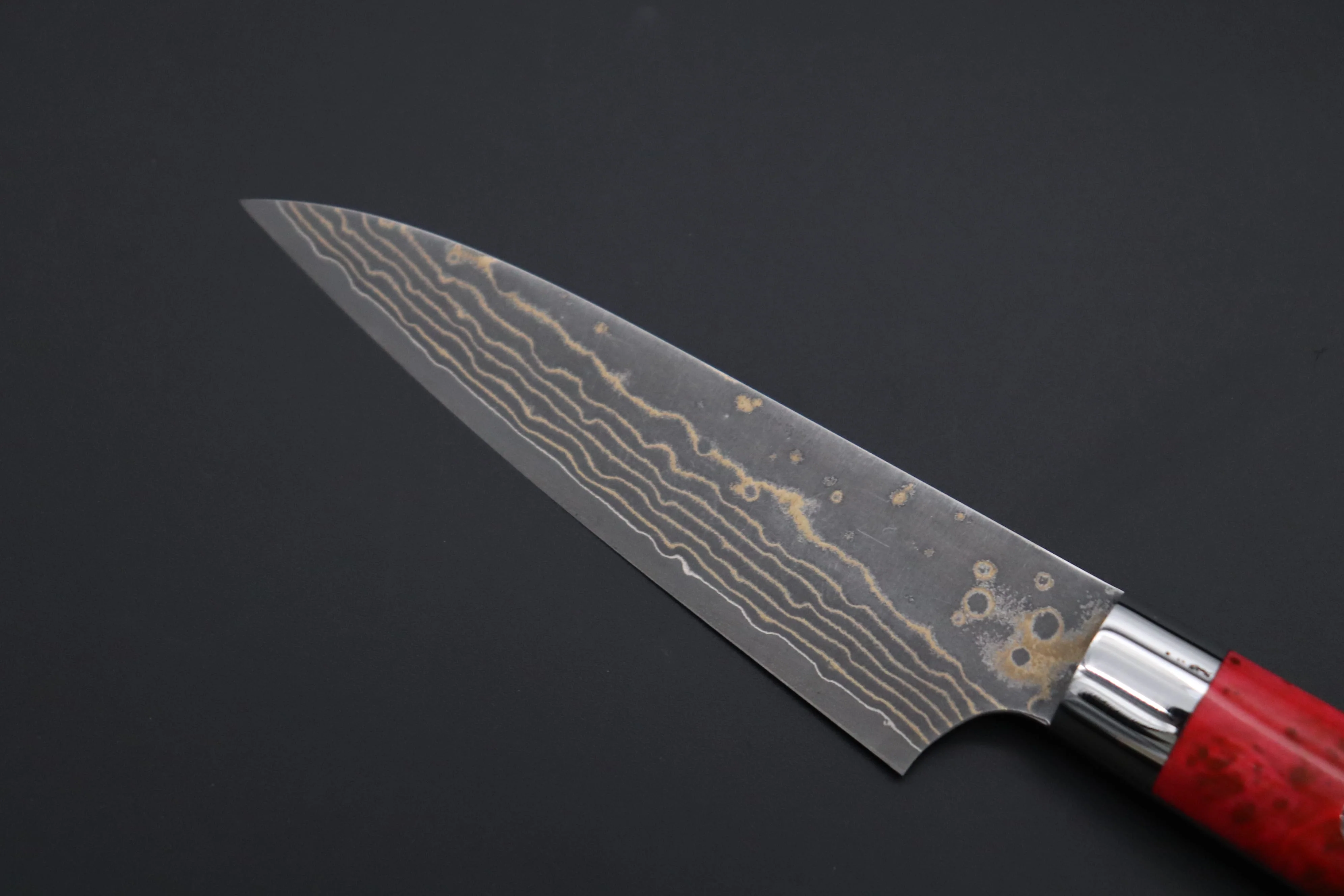 Takeshi Saji SUMMIT ― Limited Edition Custom Series SMT-1143 VG-10W Multi-Colored Golden-Rainbow Damascus Paring 95mm (3.7 Inch) - Image 6