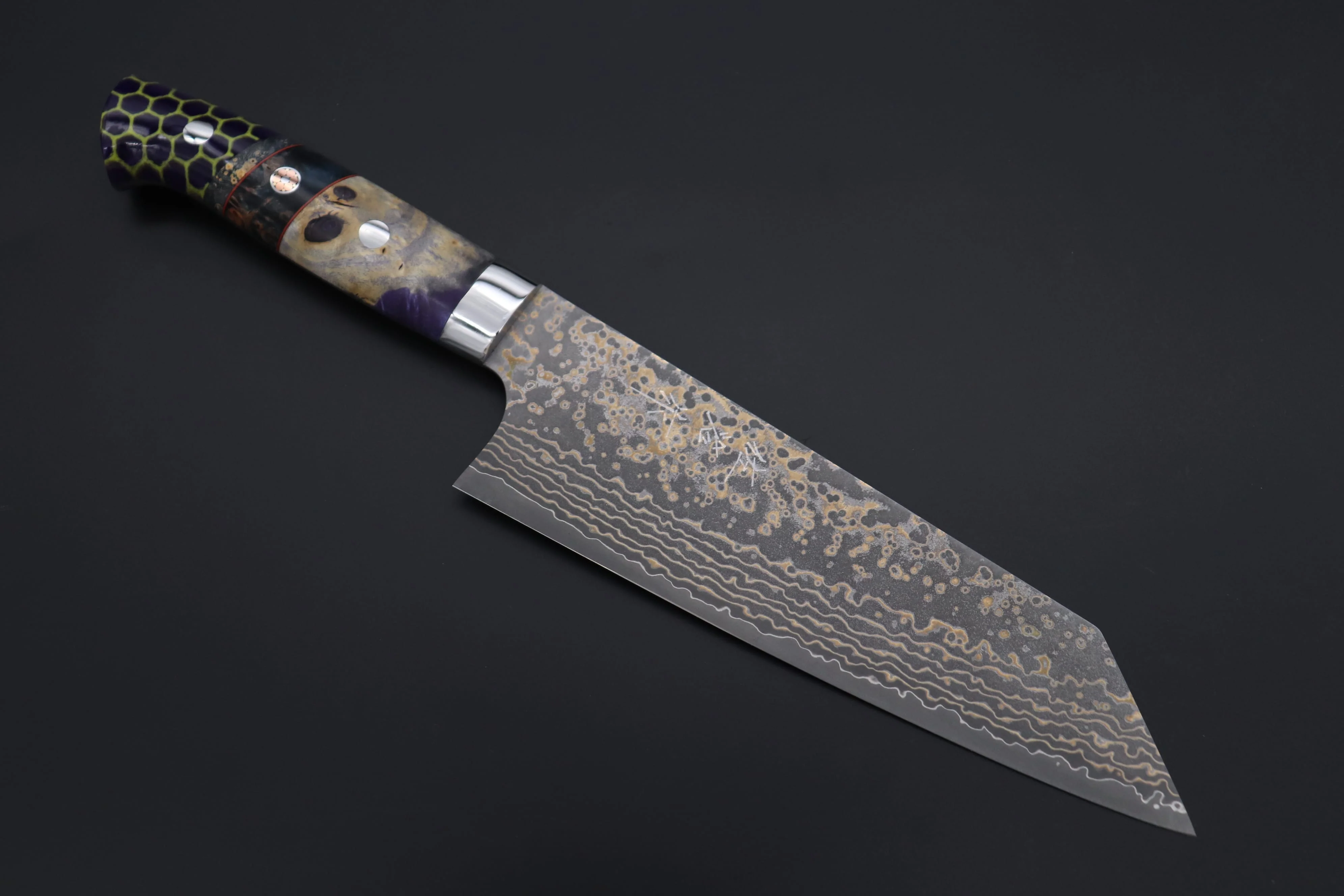 Takeshi Saji SUMMIT ― Limited Edition Custom Series SMT-1150 VG-10W Multi-Colored Golden-Rainbow Damascus Bunka 175mm (6.8 Inch)