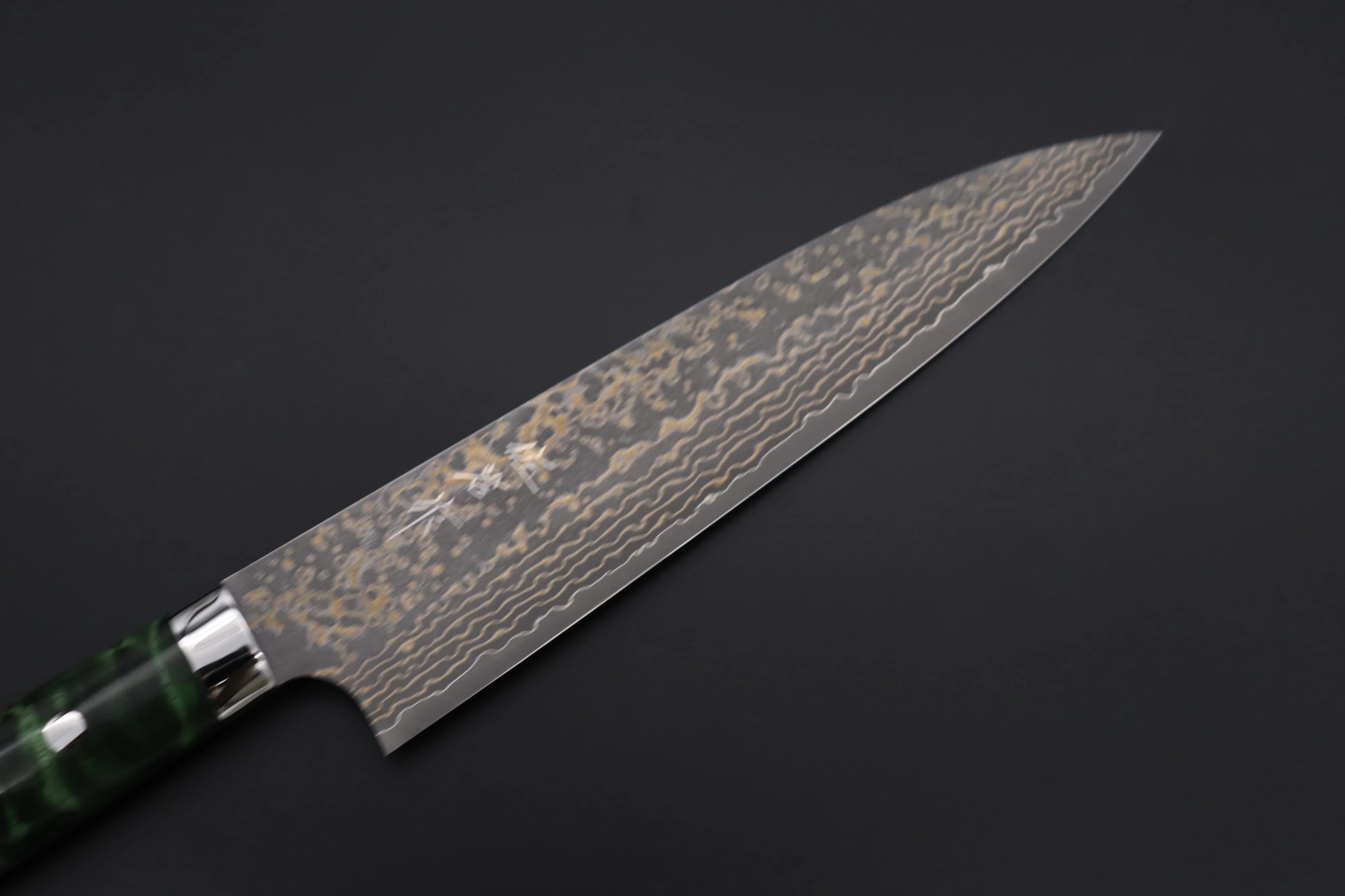 Takeshi Saji SUMMIT ― Limited Edition Custom Series SMT-1160 VG-10W Multi-Colored Golden-Rainbow Damascus Gyuto 210mm (8.2 Inch) - Image 2