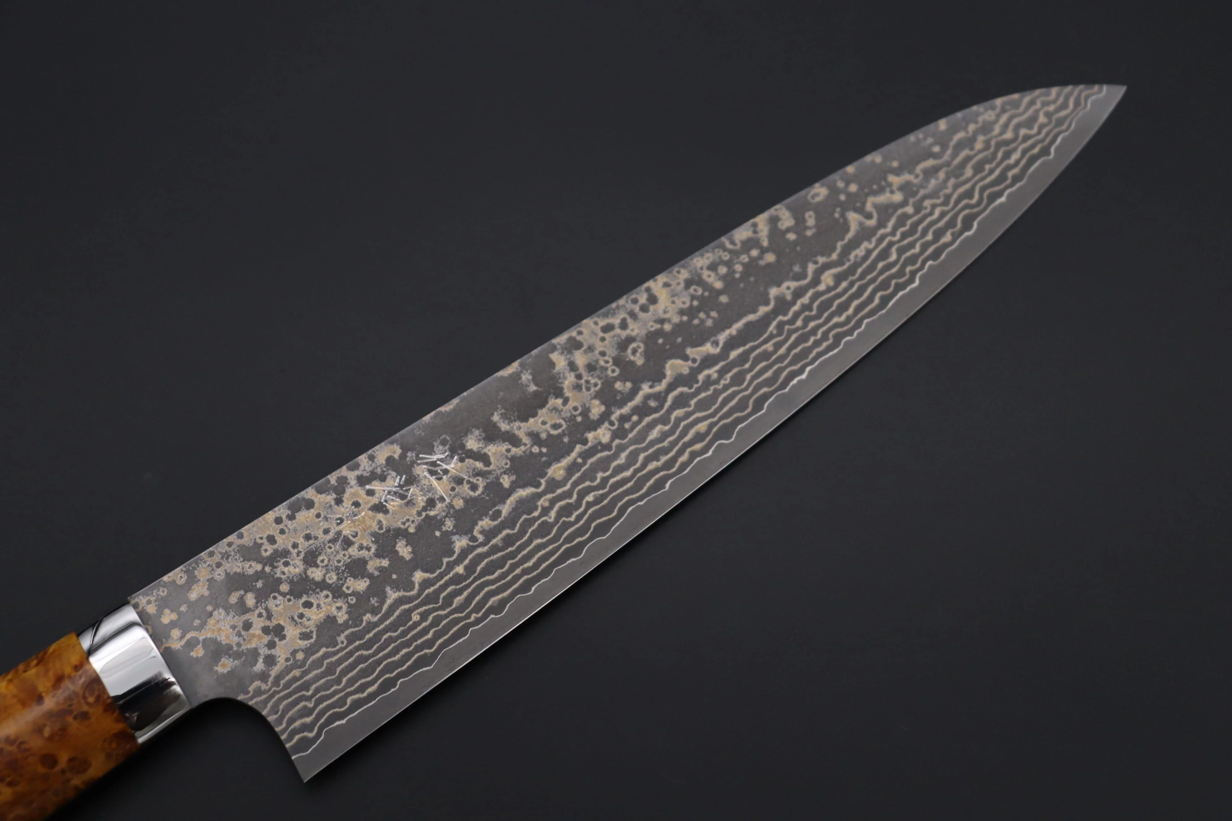 Takeshi Saji SUMMIT ― Limited Edition Custom Series SMT-1163 VG-10W Multi-Colored Golden-Rainbow Damascus Gyuto 240mm (9.4 Inch) - Image 2