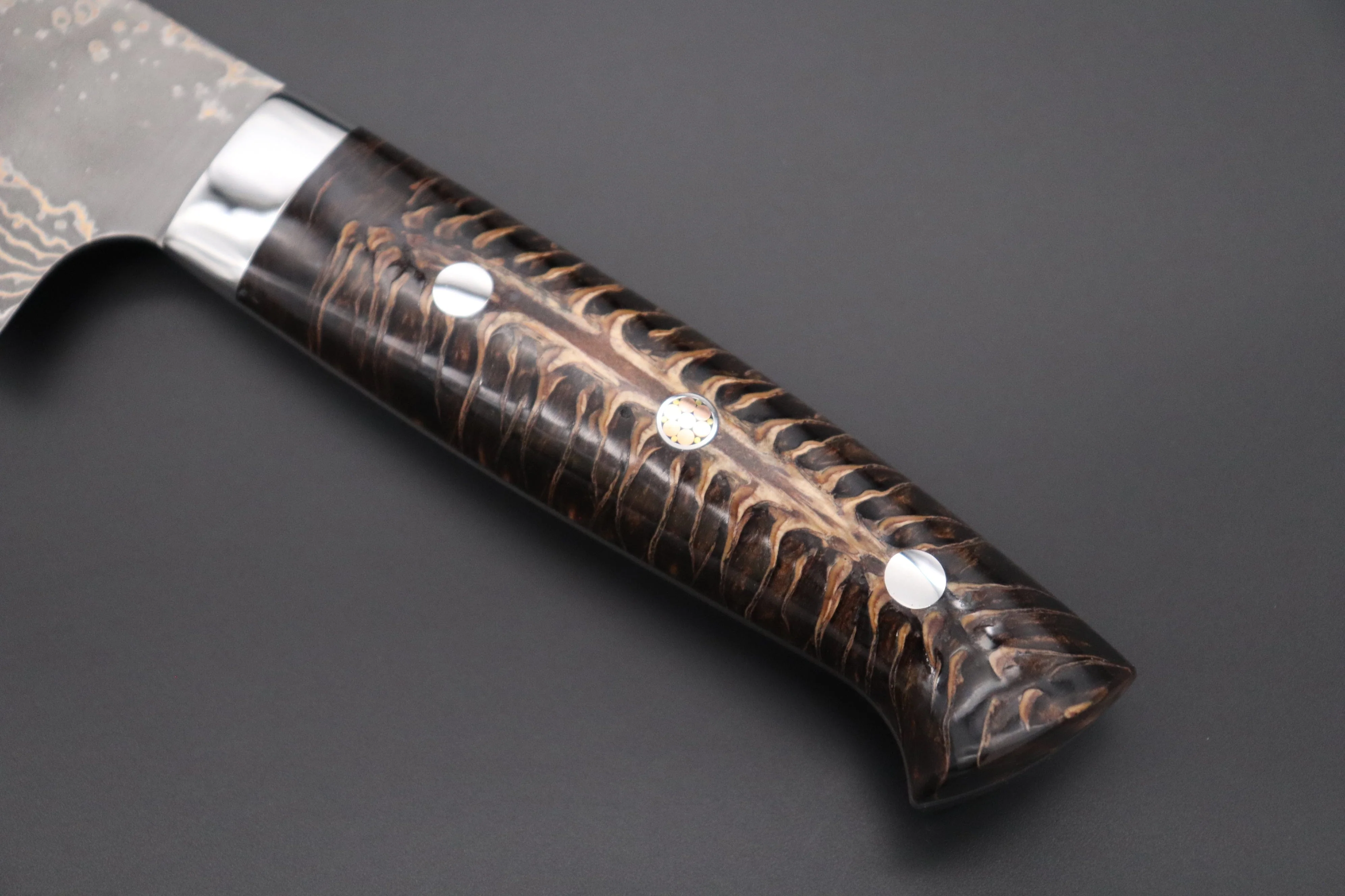 Takeshi Saji SUMMIT ― Limited Edition Custom Series  SMT-967 VG-10W Multi-Colored Golden-Rainbow Damascus Gyuto 240mm (9.4 Inch) - Image 7