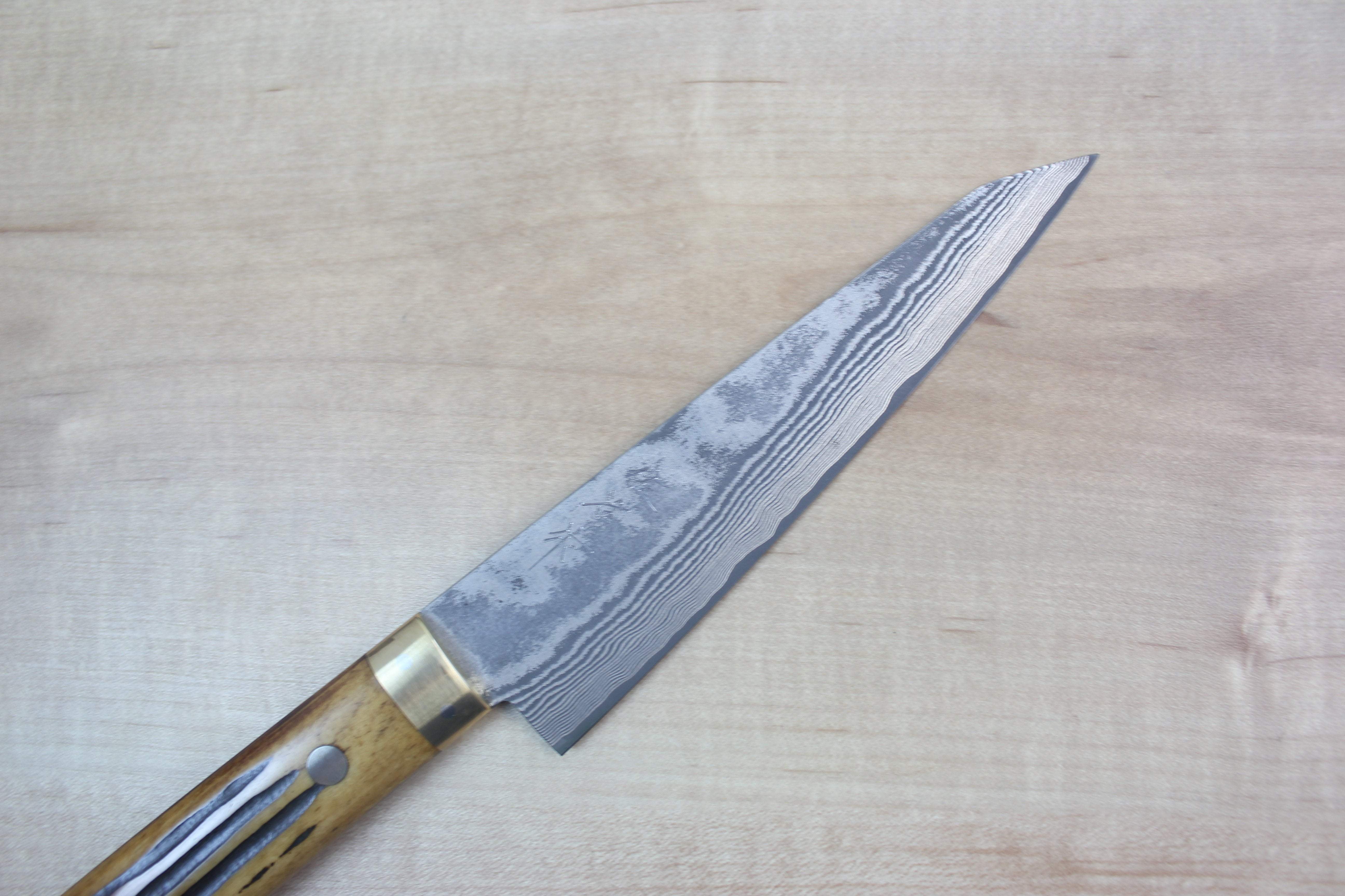 Takeshi Saji VG-10 Custom Damascus Wild Series Honesuki | Boning Knife 150mm (5.9 inch, Stag Bone Handle) - Image 2