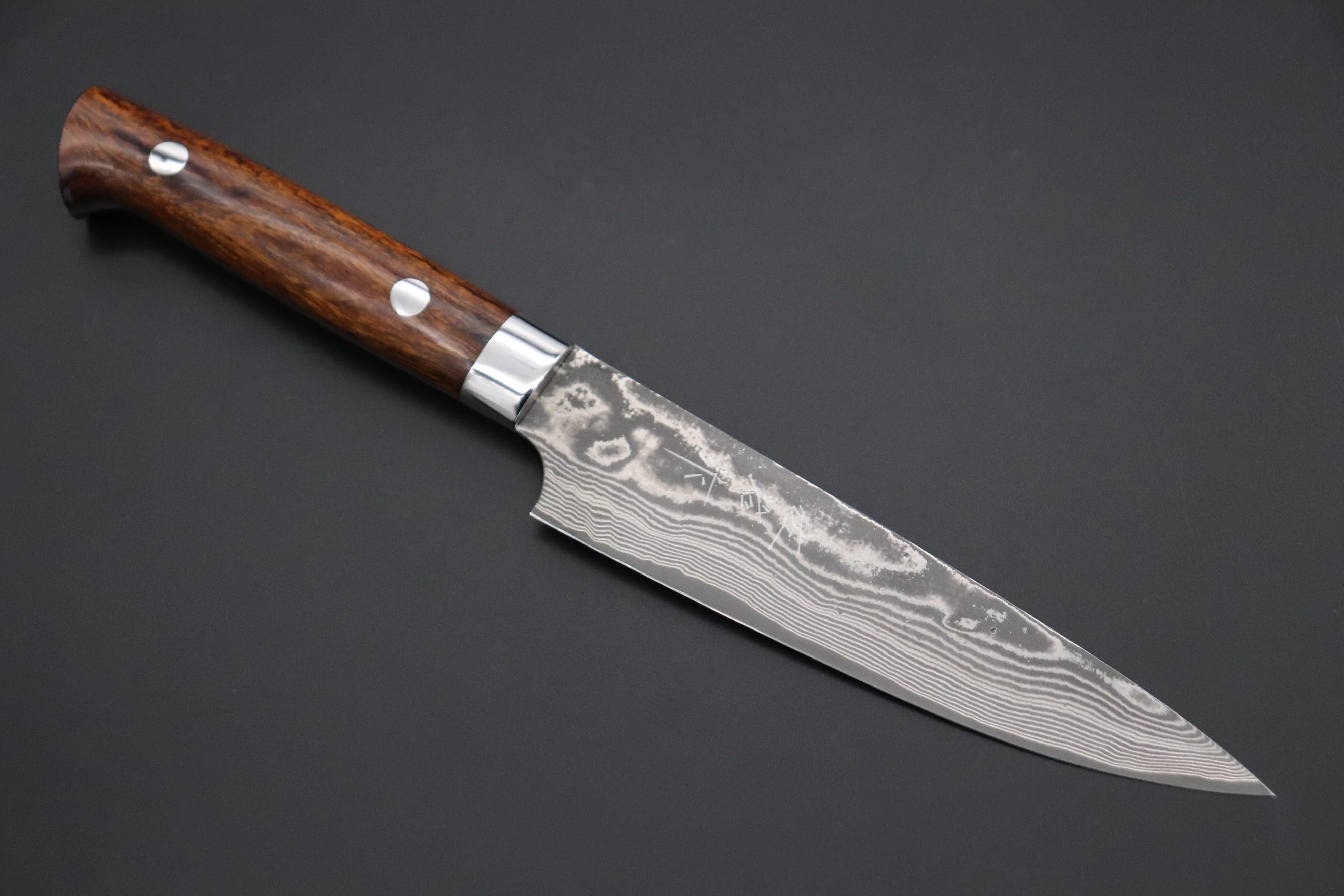 Takeshi Saji VG-10 Custom Damascus Wild Series Petty (135mm and 150mm, Desert Ironwood Handle)