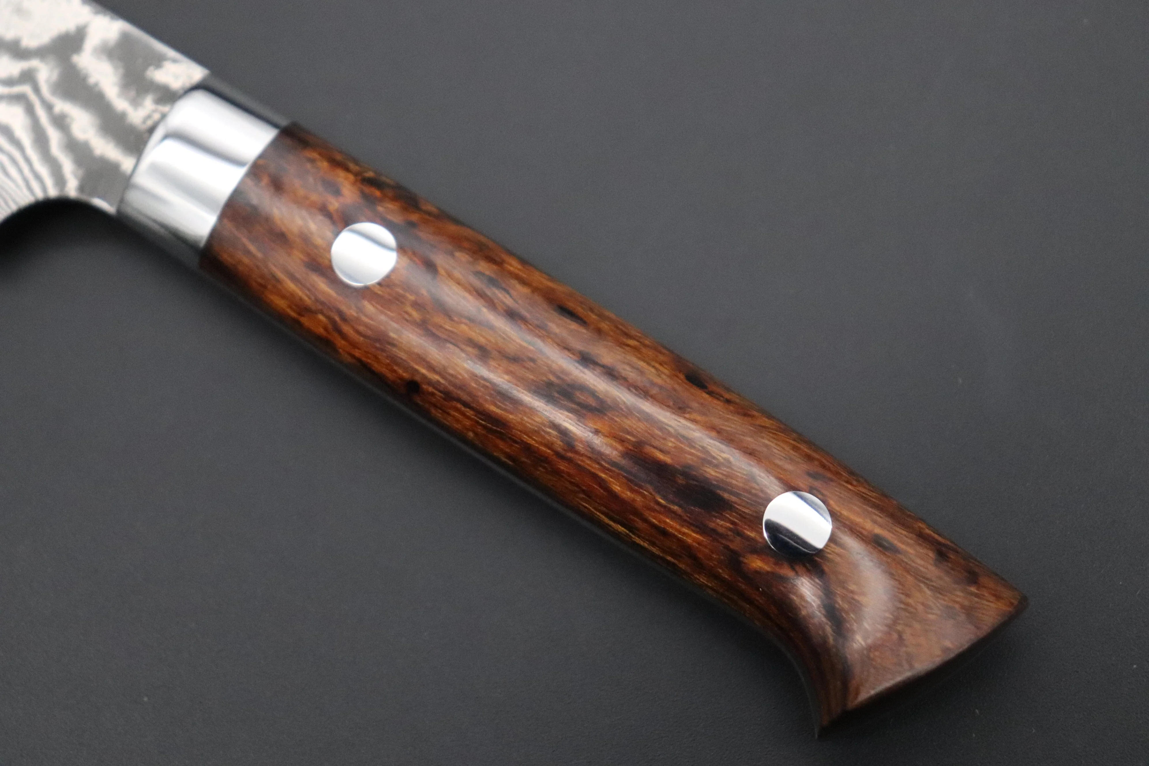 Takeshi Saji VG-10 Custom Damascus Wild Series Petty (135mm and 150mm, Desert Ironwood Handle) - Image 7