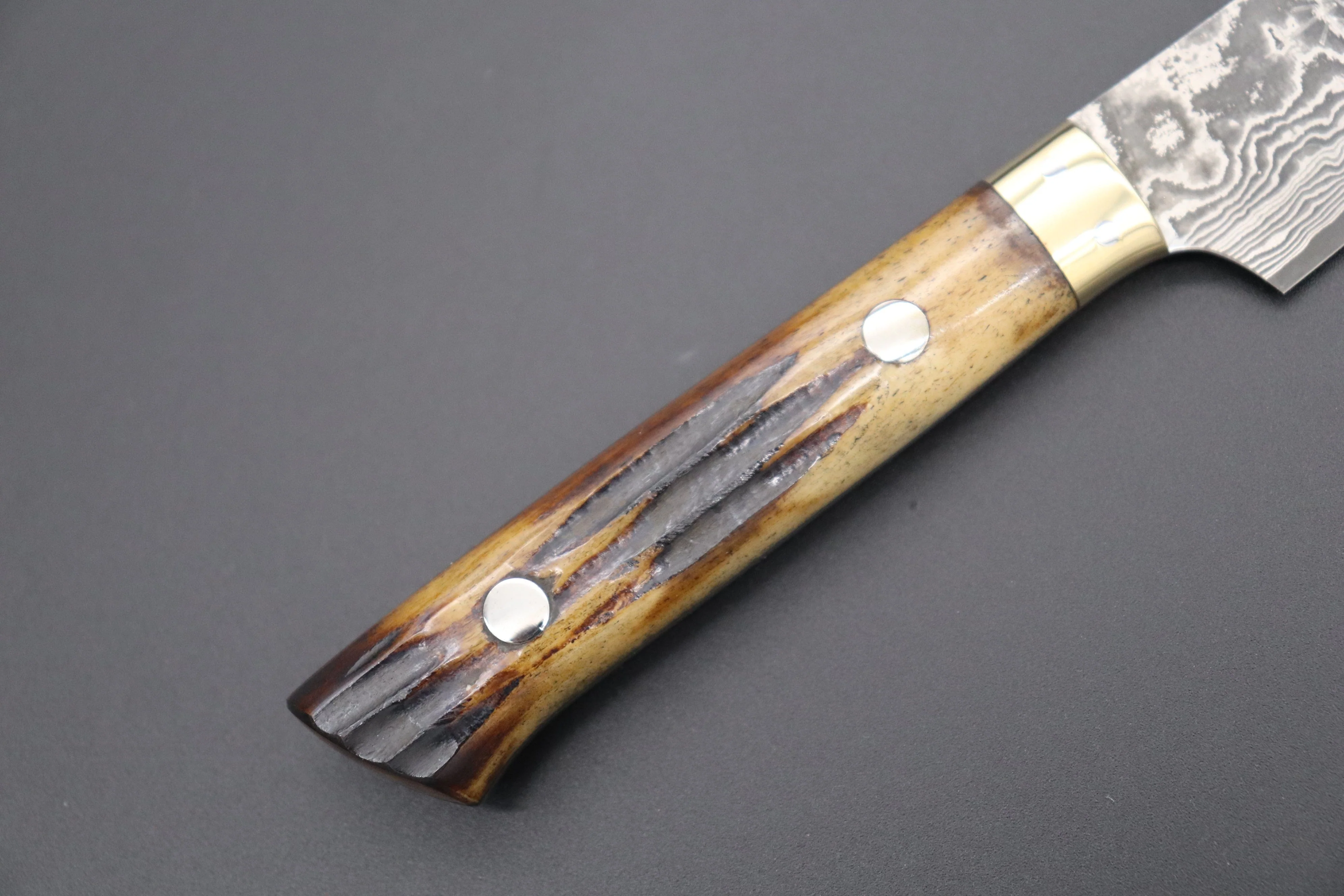 Takeshi Saji VG-10 Custom Damascus Wild Series Petty (135mm and 150mm, Stag Bone Handle) - Image 3