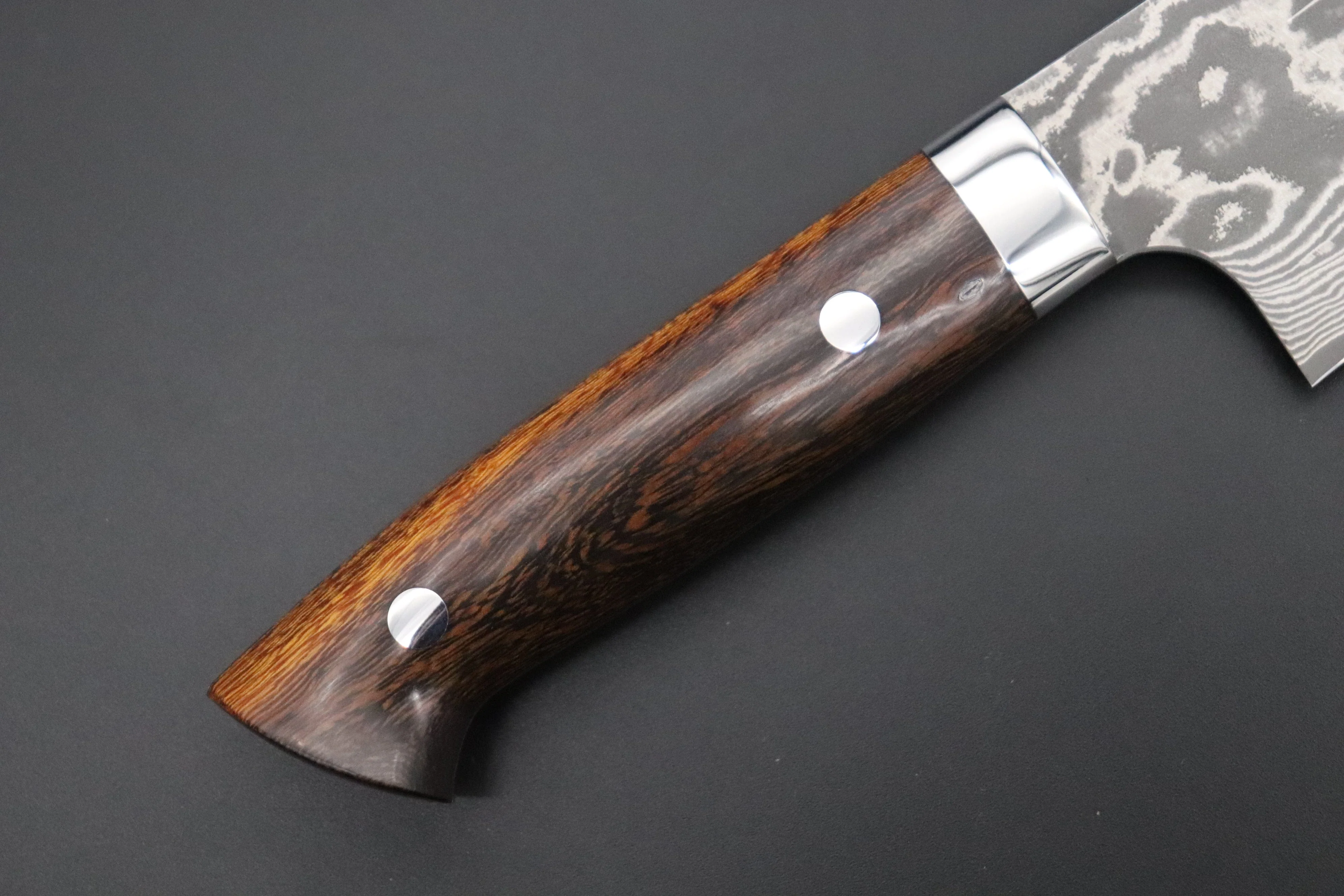 Takeshi Saji VG-10 Custom Damascus Wild Series Santoku 180mm (7 inch, Desert Ironwood Handle) - Image 3