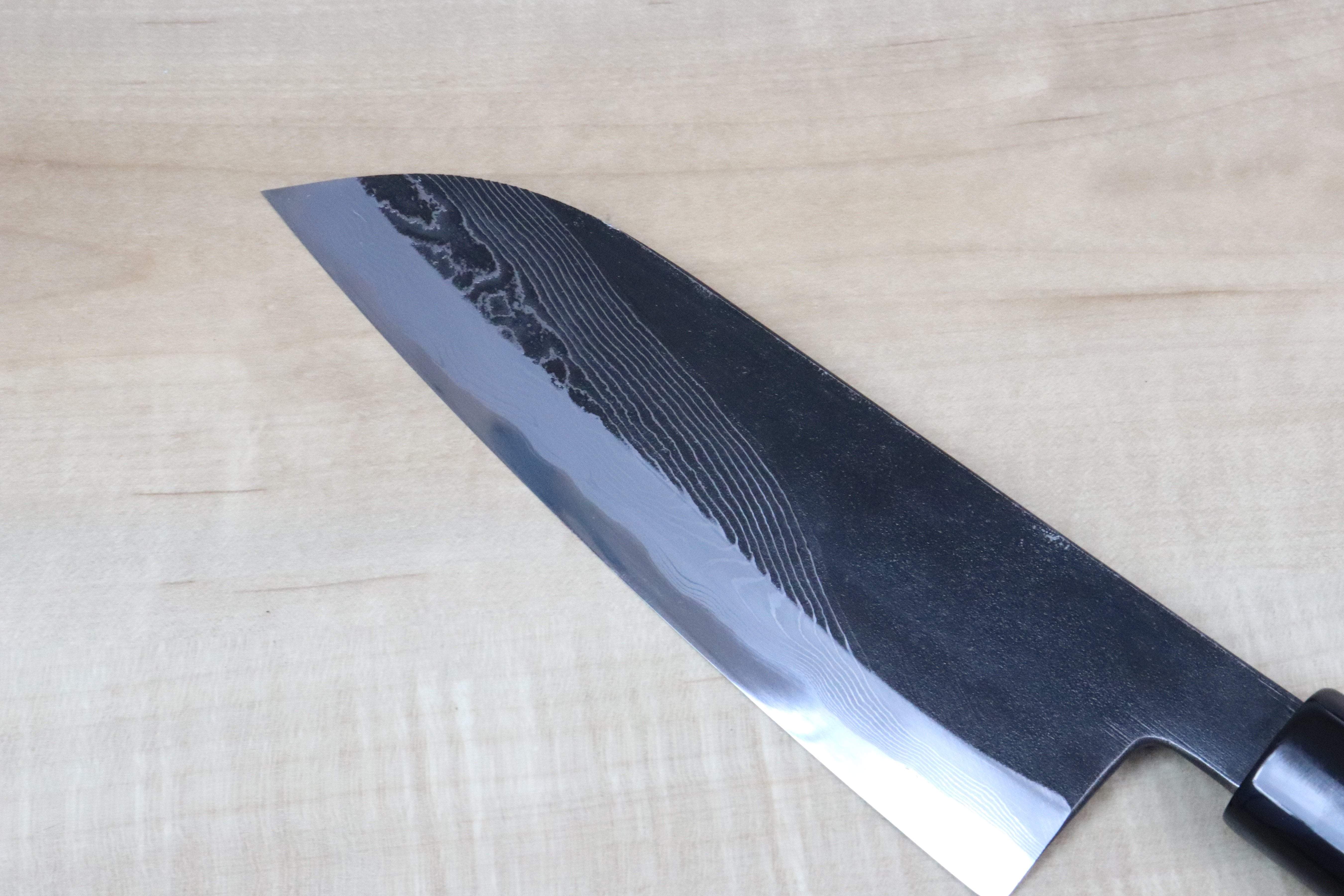 Tsukasa Hinoura Custom Knife "Tobi-Mon" Wa Santoku 170mm (6.6 inch, TH-6, Enjyu Wood Handle with Water Buffalo Horn Ferrule & Butt) - Image 3