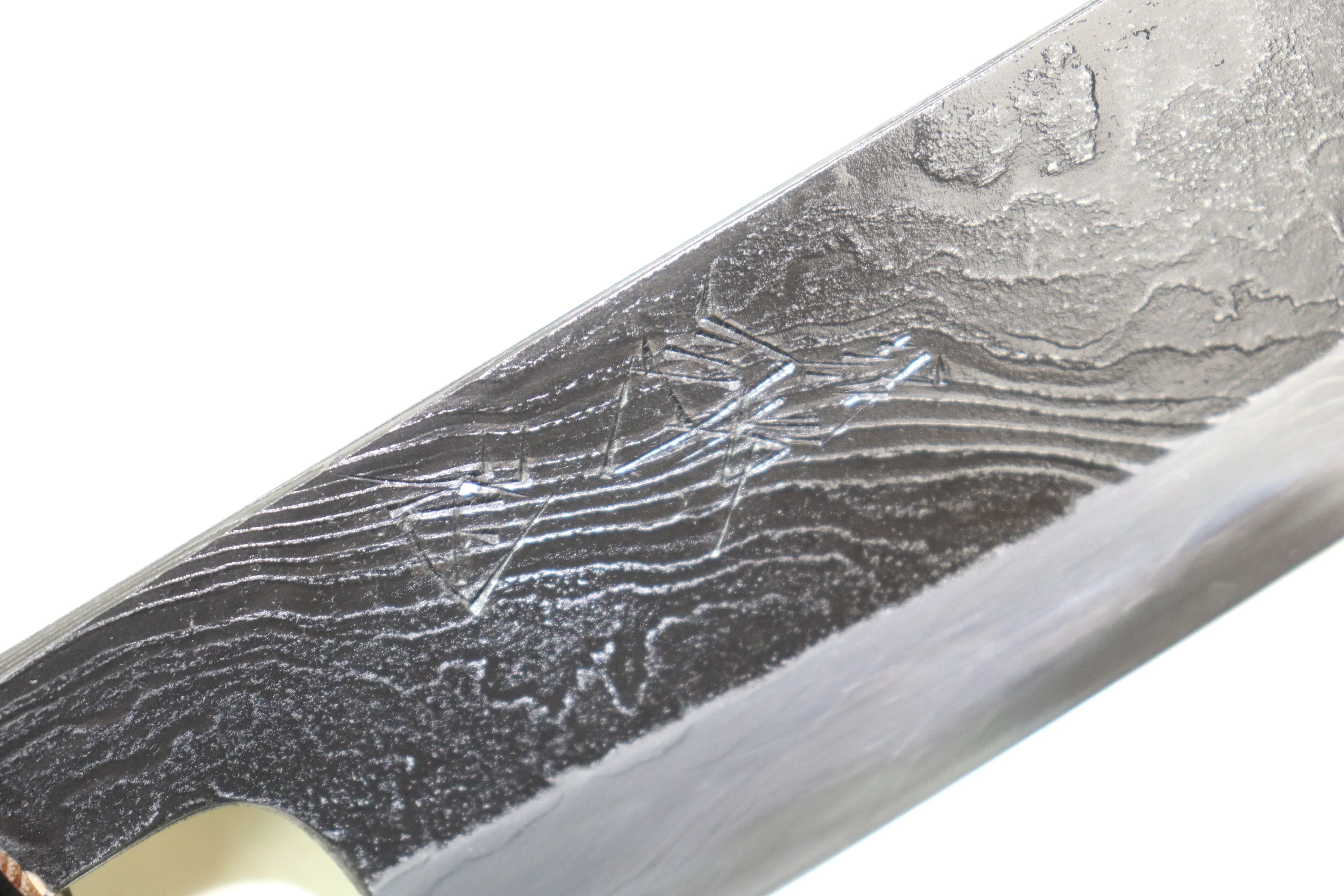 Tsukasa Hinoura Custom Knife "Unryu-Mon" TH-13 Nakiri 165mm (6.4 inch, Enjyu Wood Handle with Water Buffalo Horn Ferrule & Butt) - Image 3