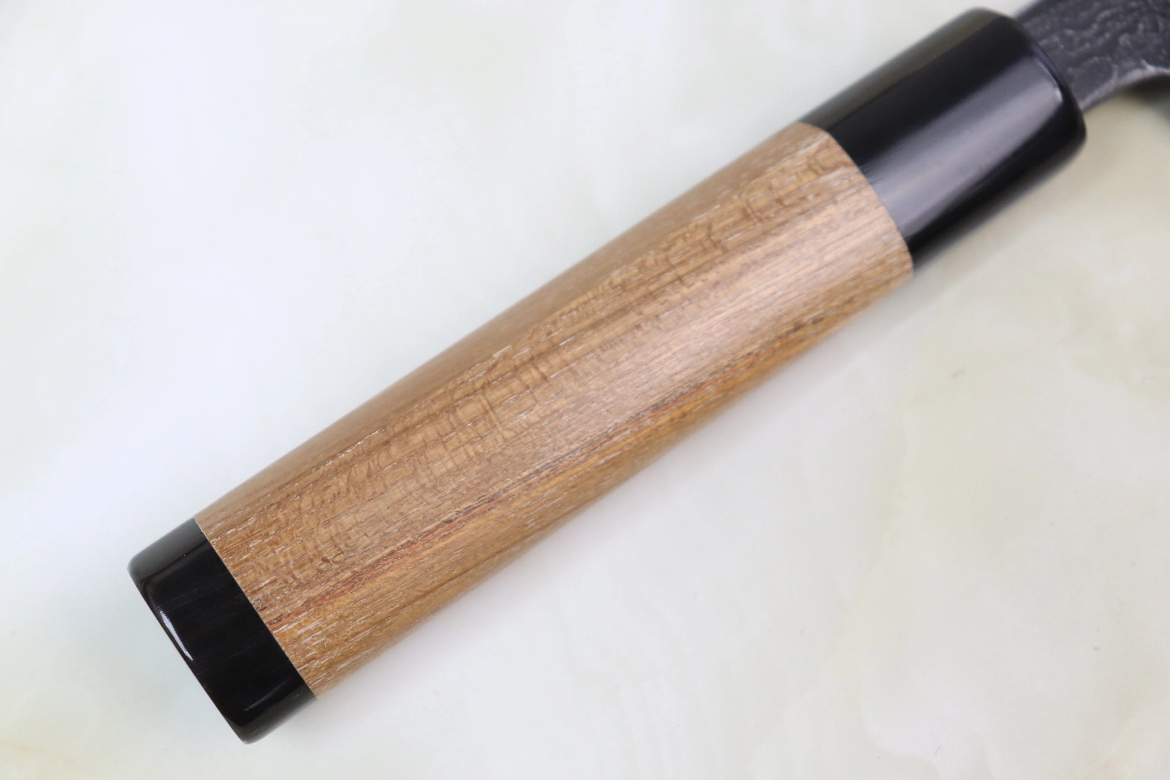 Tsukasa Hinoura Custom Knife "Unryu-Mon" TH-13 Nakiri 165mm (6.4 inch, Enjyu Wood Handle with Water Buffalo Horn Ferrule & Butt) - Image 6